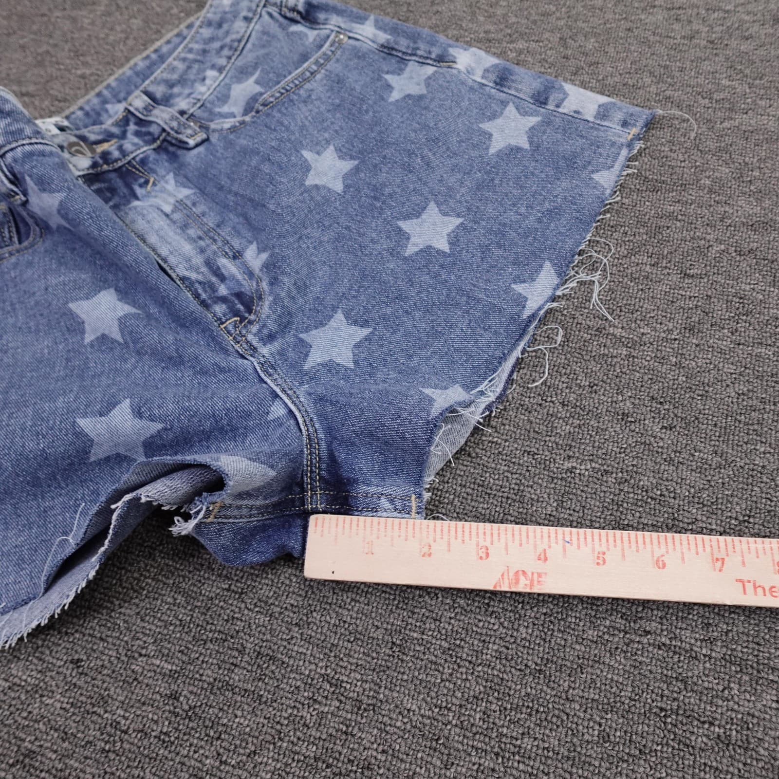 Vigoss Shorts Womens 30 Blue Denim High Rise Cutoff Star Print Raw Hem - Thumbnail 8