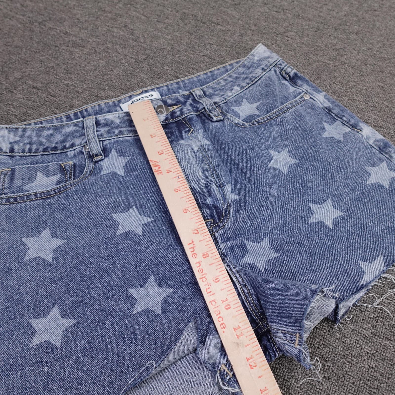 Vigoss Shorts Womens 30 Blue Denim High Rise Cutoff Star Print Raw Hem - Thumbnail 7