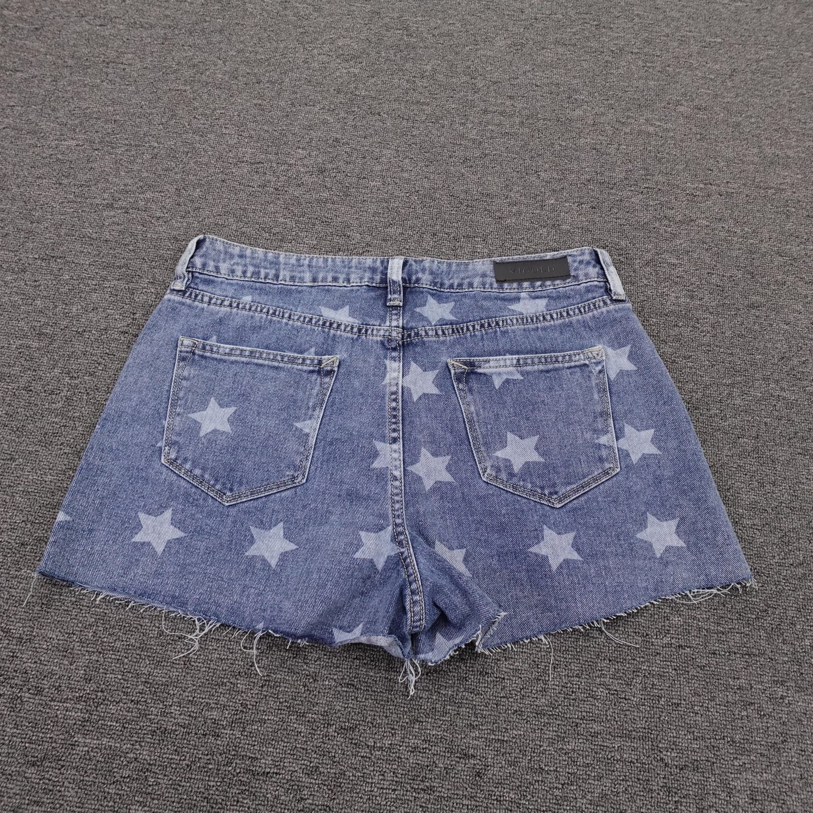Vigoss Shorts Womens 30 Blue Denim High Rise Cutoff Star Print Raw Hem - Thumbnail 5