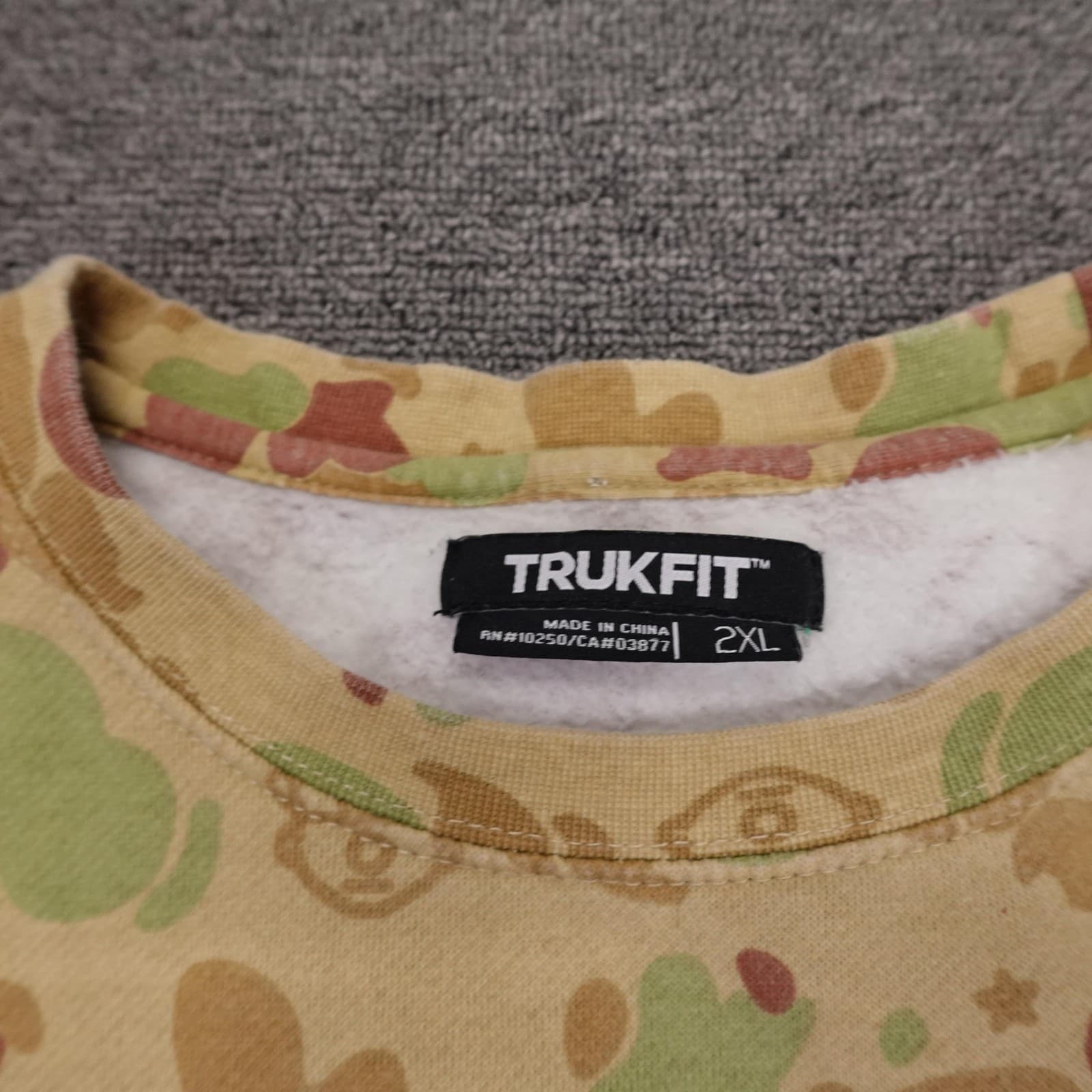Trukfit Sweatshirt Mens 2XL Beige Camo Crewneck Pullover Fleece Logo Graphic - Thumbnail 4