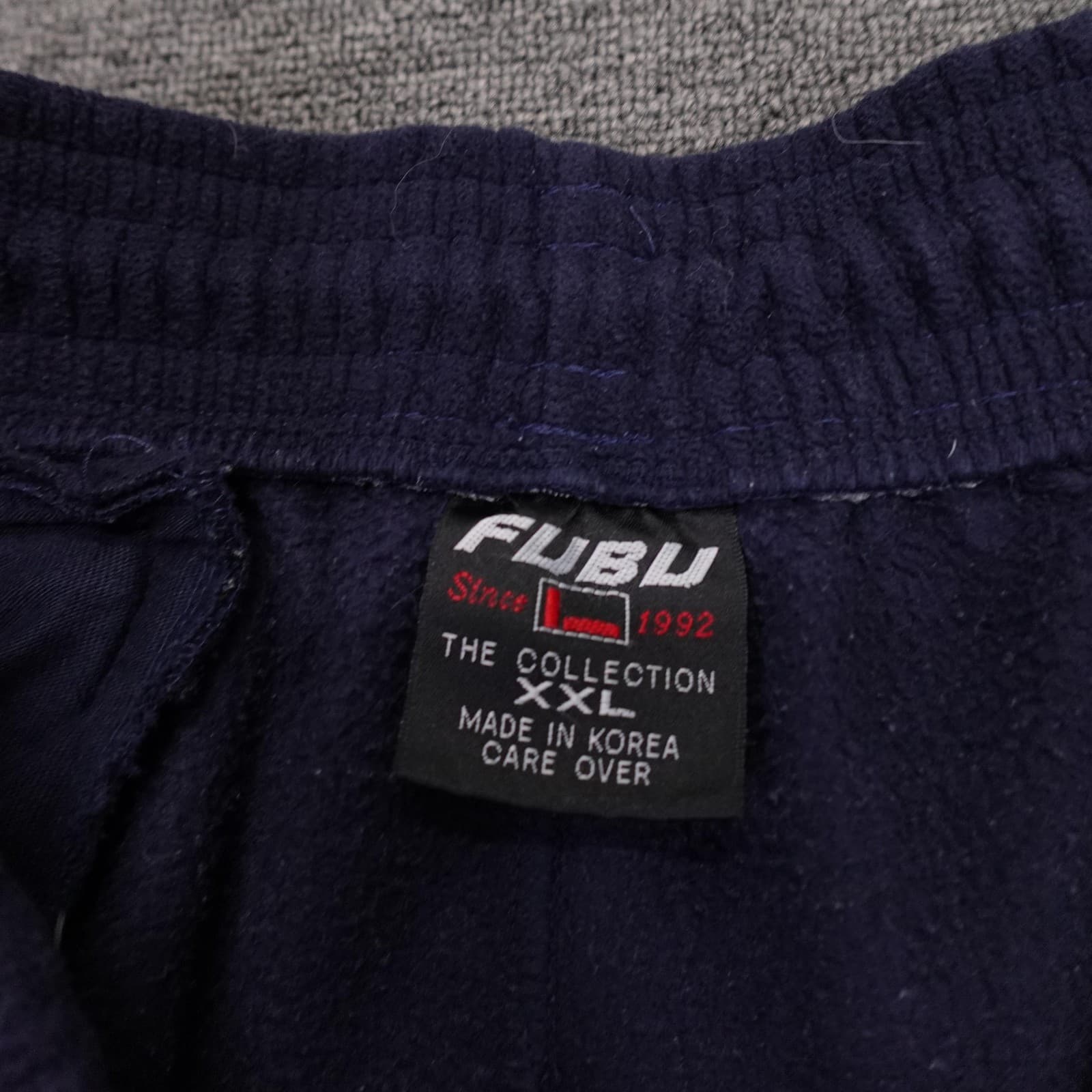 Vintage FUBU Pants Mens 2XL 40x31 Blue Fleece Cargo Sweatpants Zip Hem Y2K - Thumbnail 4