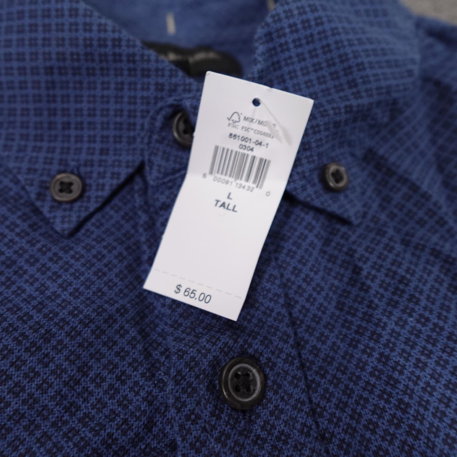 Banana Republic Shirt Mens LT Blue Geometric Long Sleeve Button Up Untucked Fit - Thumbnail 2