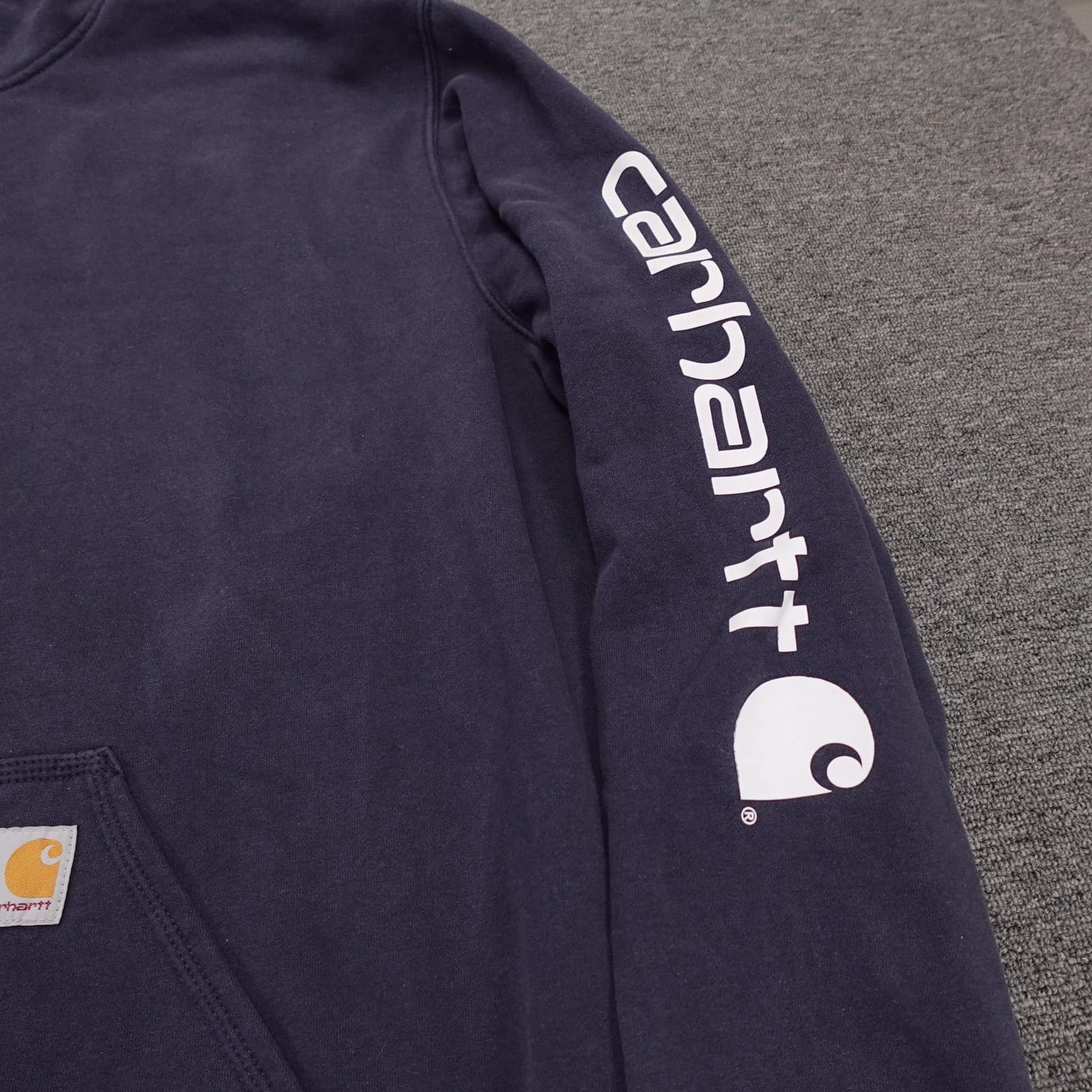 Carhartt Hoodie Mens 3XLT Blue Loose Fit Sleeve Logo Midweight Fleece K288 - Thumbnail 3