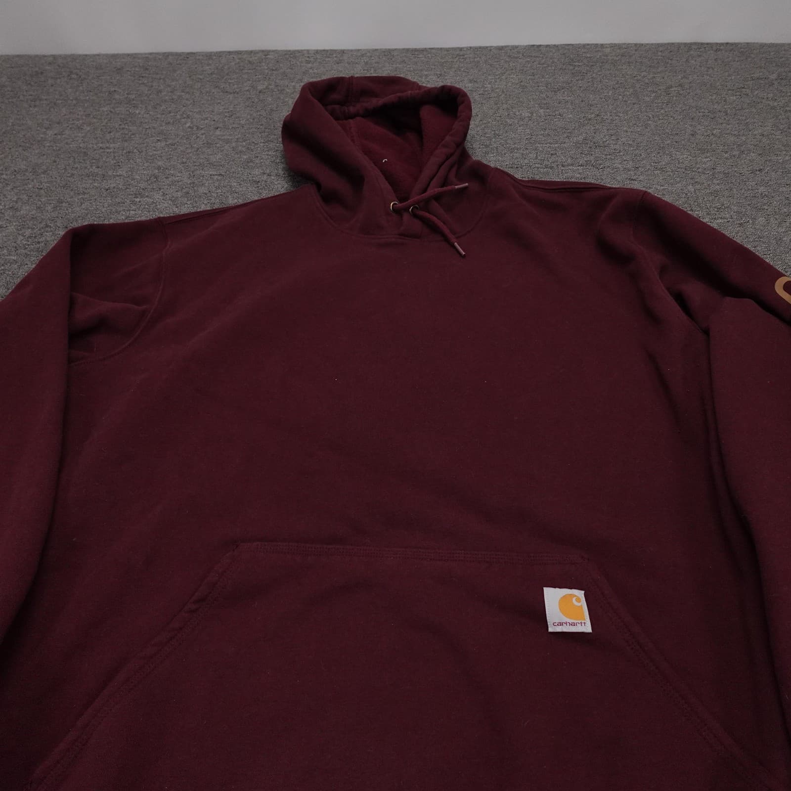 Carhartt Hoodie Mens 3XLT Red Loose Fit Pullover Sleeve Logo Fleece K288 - Thumbnail 2