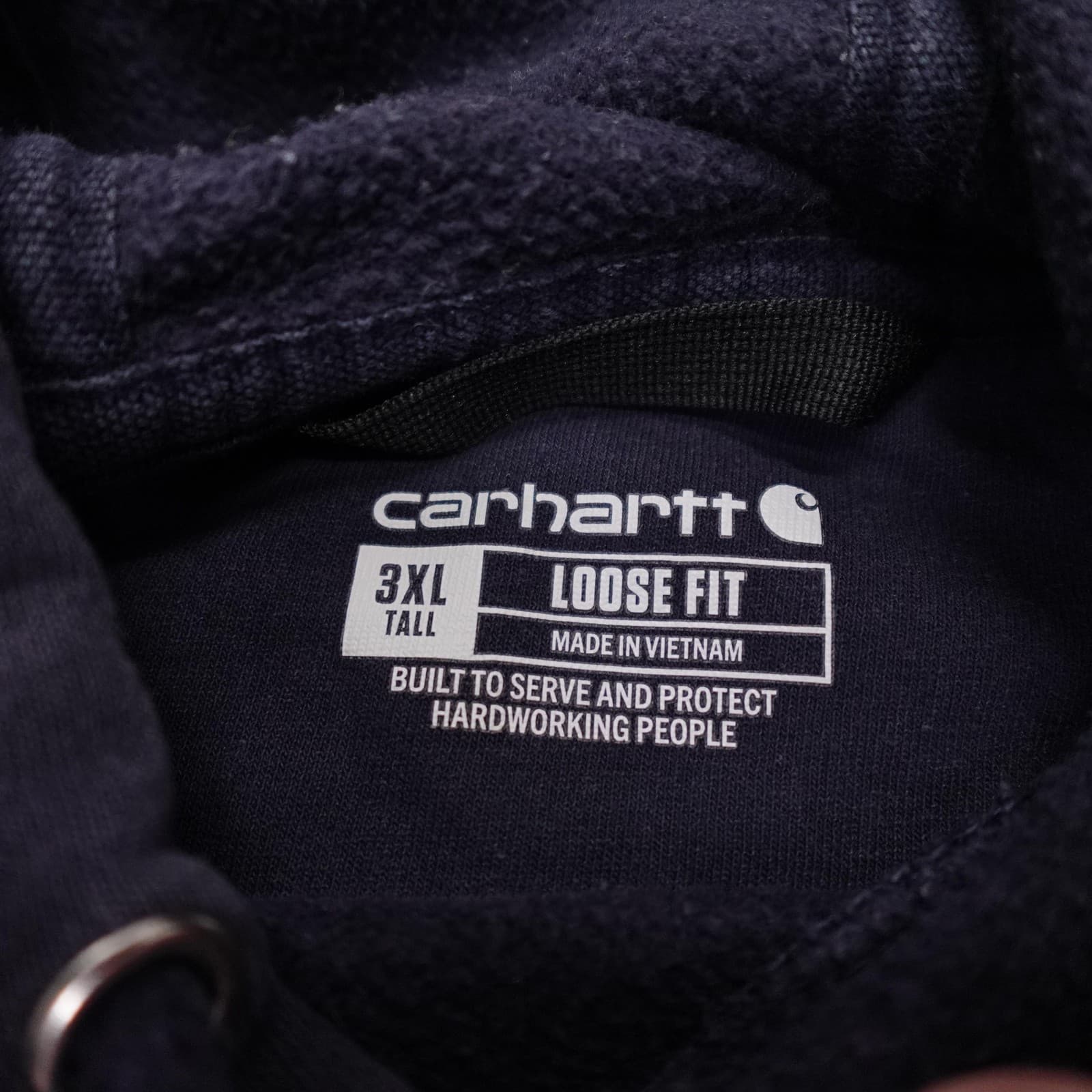 Carhartt Hoodie Mens 3XLT Blue Loose Fit Sleeve Logo Midweight Fleece K288 - Thumbnail 4