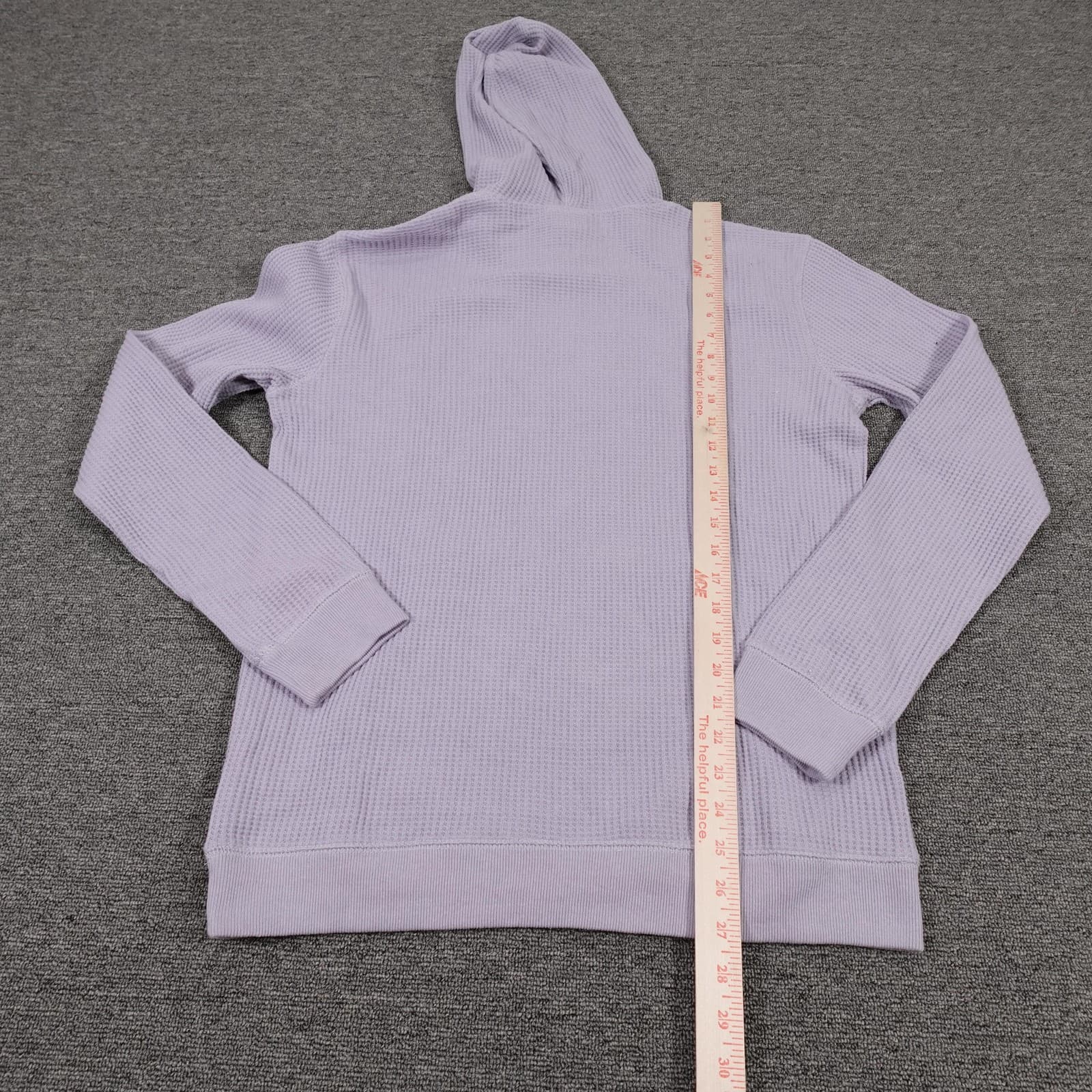 Burton Hoodie Mens Small Purple Thermal Waffle Knit Pullover Kangaroo Pocket - Thumbnail 5
