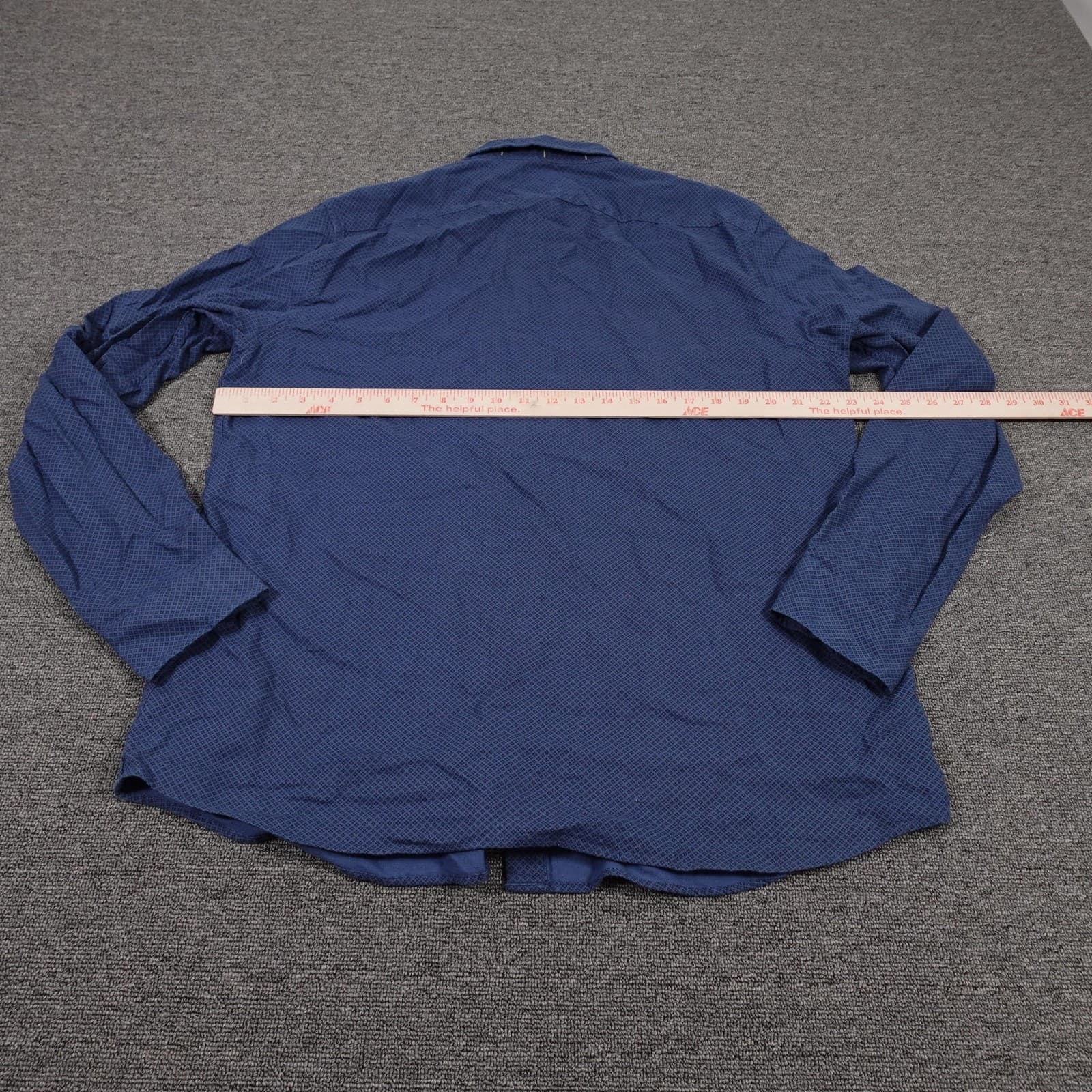 Banana Republic Shirt Mens LT Blue Geometric Long Sleeve Button Up Untucked Fit - Thumbnail 4