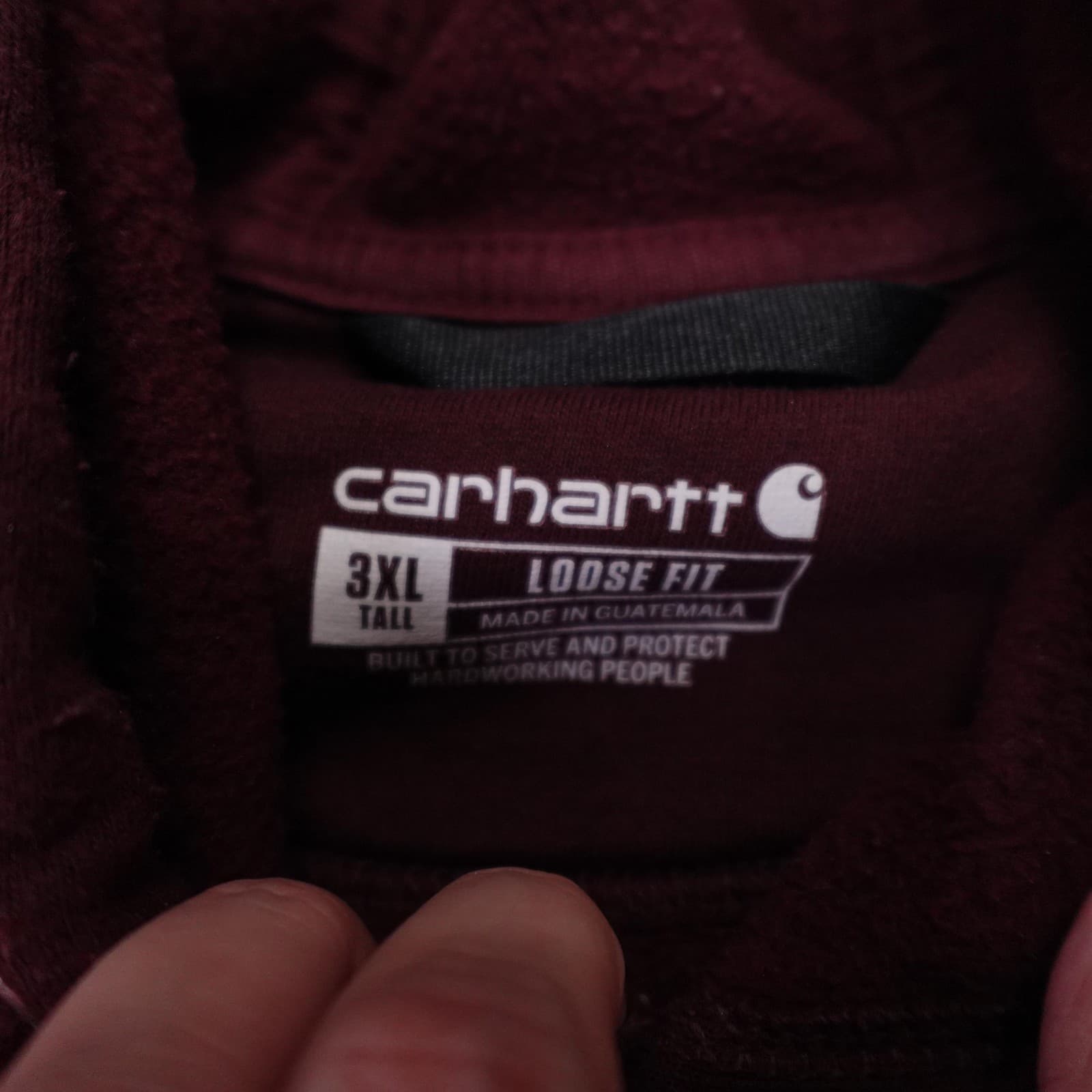 Carhartt Hoodie Mens 3XLT Red Loose Fit Pullover Sleeve Logo Fleece K288 - Thumbnail 4