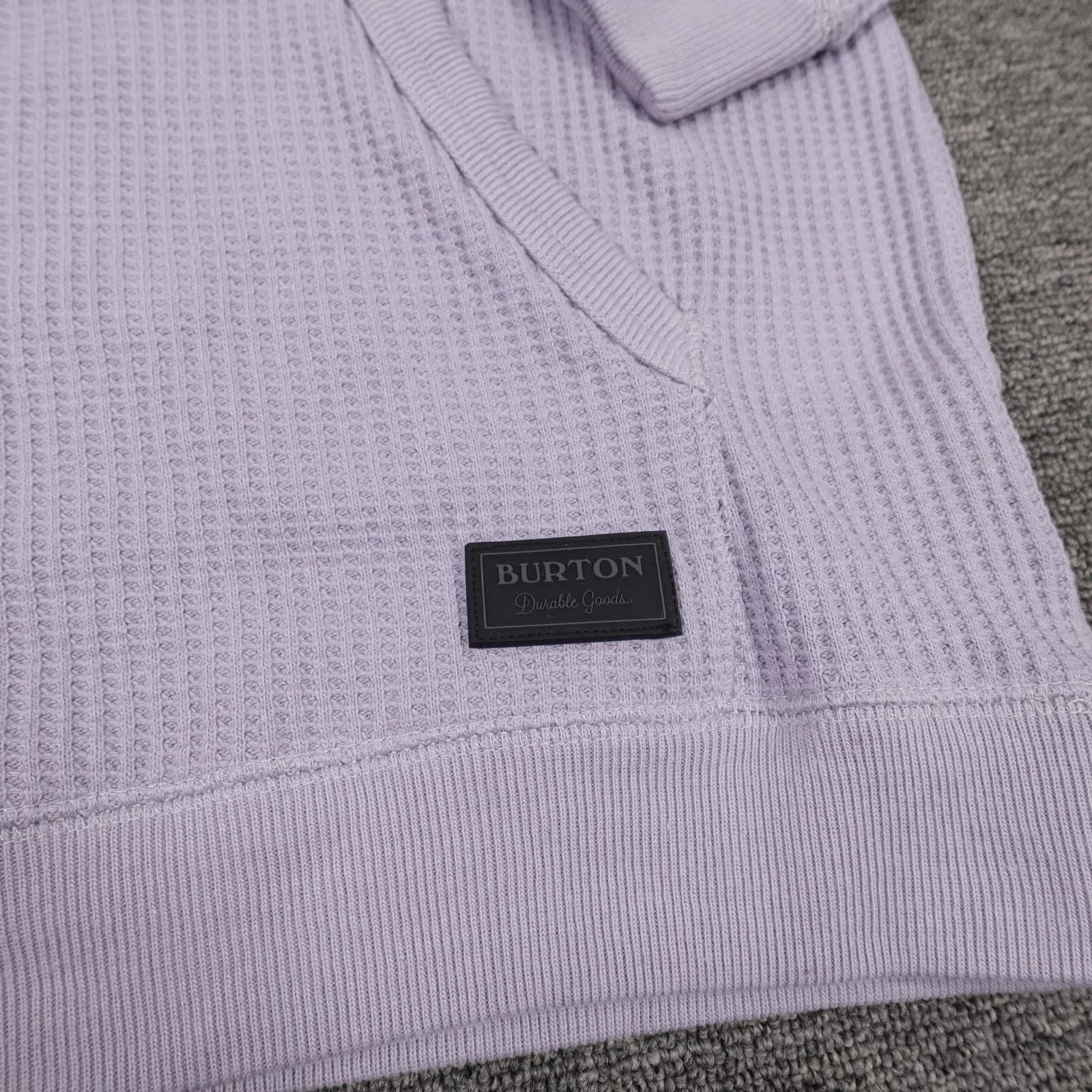 Burton Hoodie Mens Small Purple Thermal Waffle Knit Pullover Kangaroo Pocket - Thumbnail 2