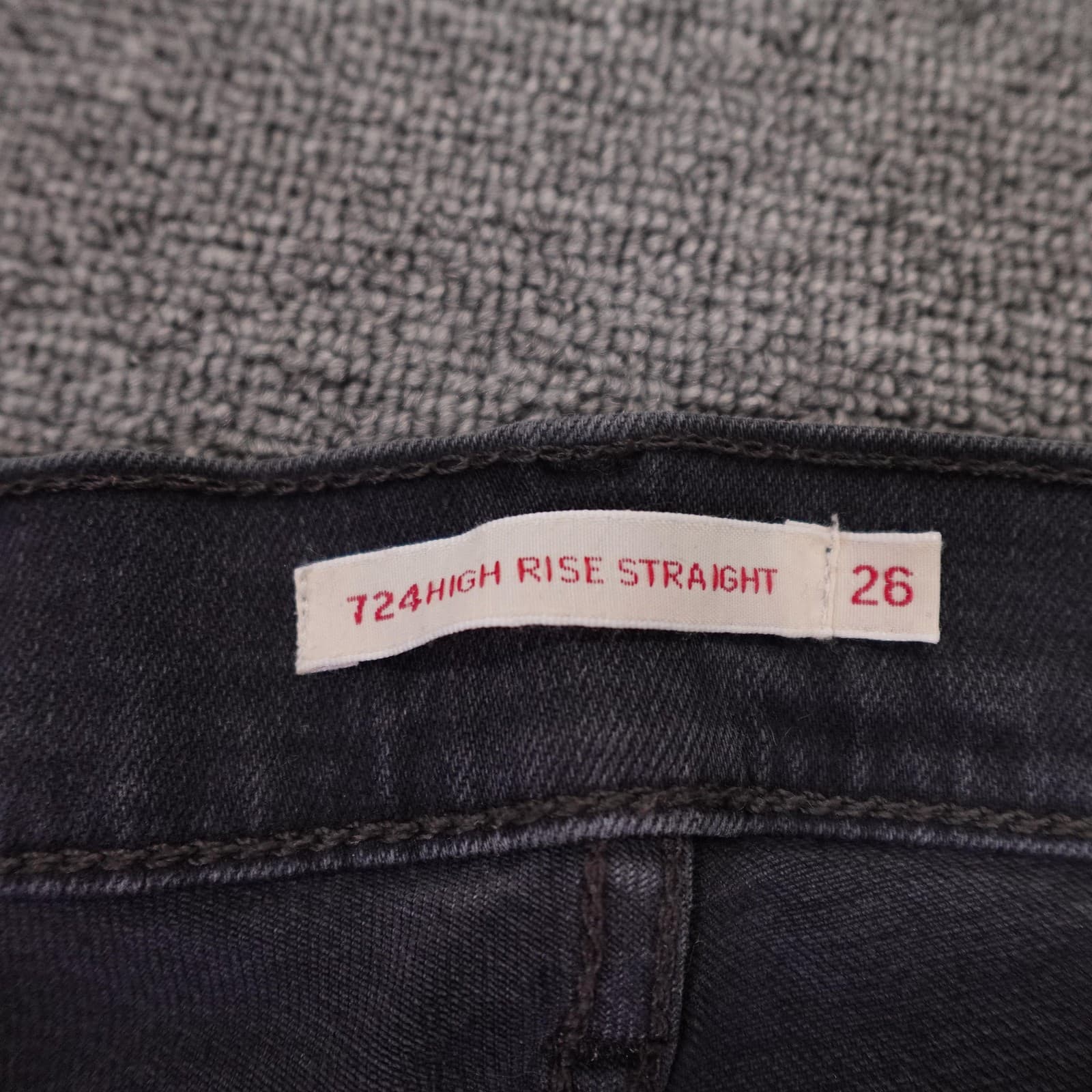 Levis 724 High Rise Straight Jeans Womens 26 Black Charcoal Premium Denim 26x30 - Thumbnail 3