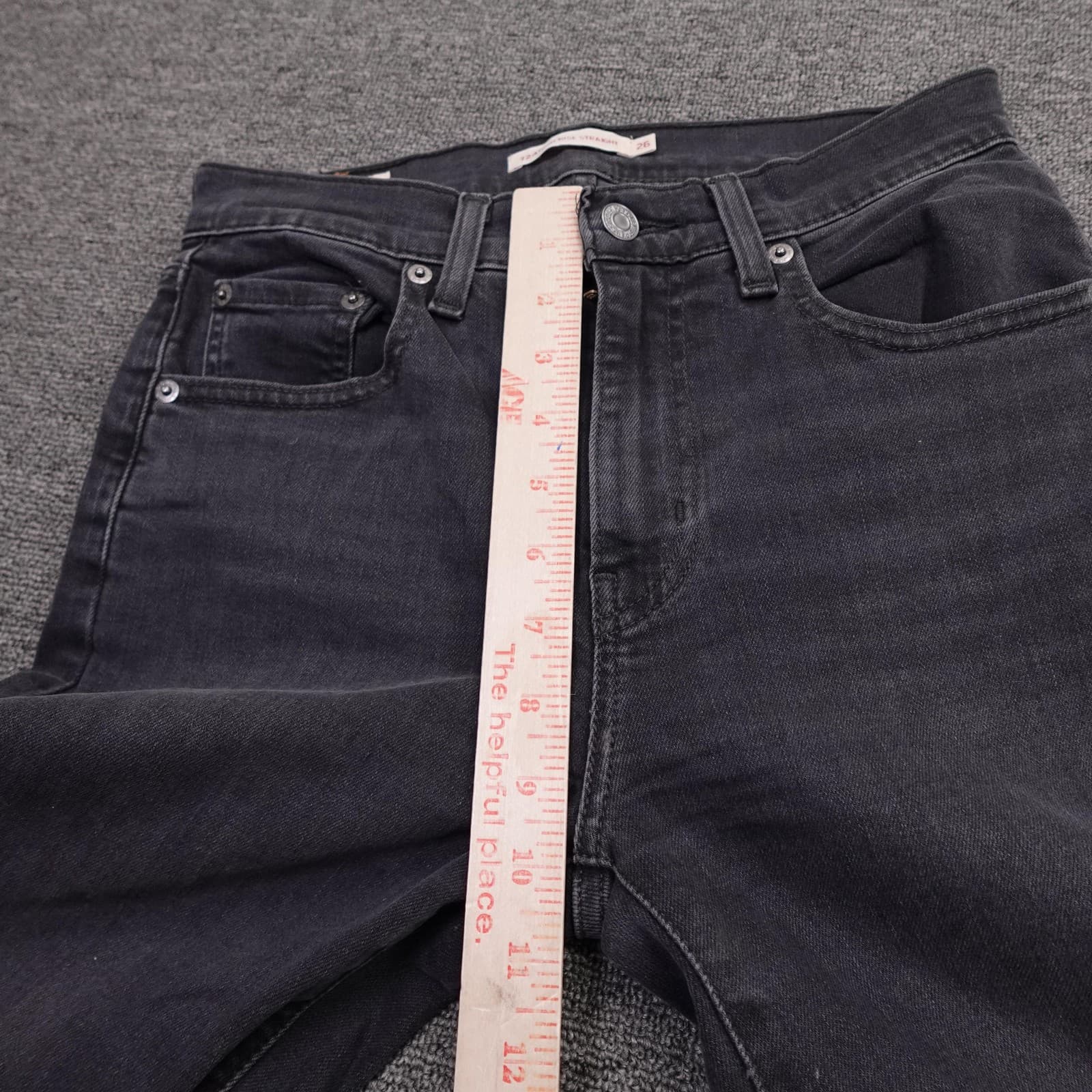 Levis 724 High Rise Straight Jeans Womens 26 Black Charcoal Premium Denim 26x30 - Thumbnail 9
