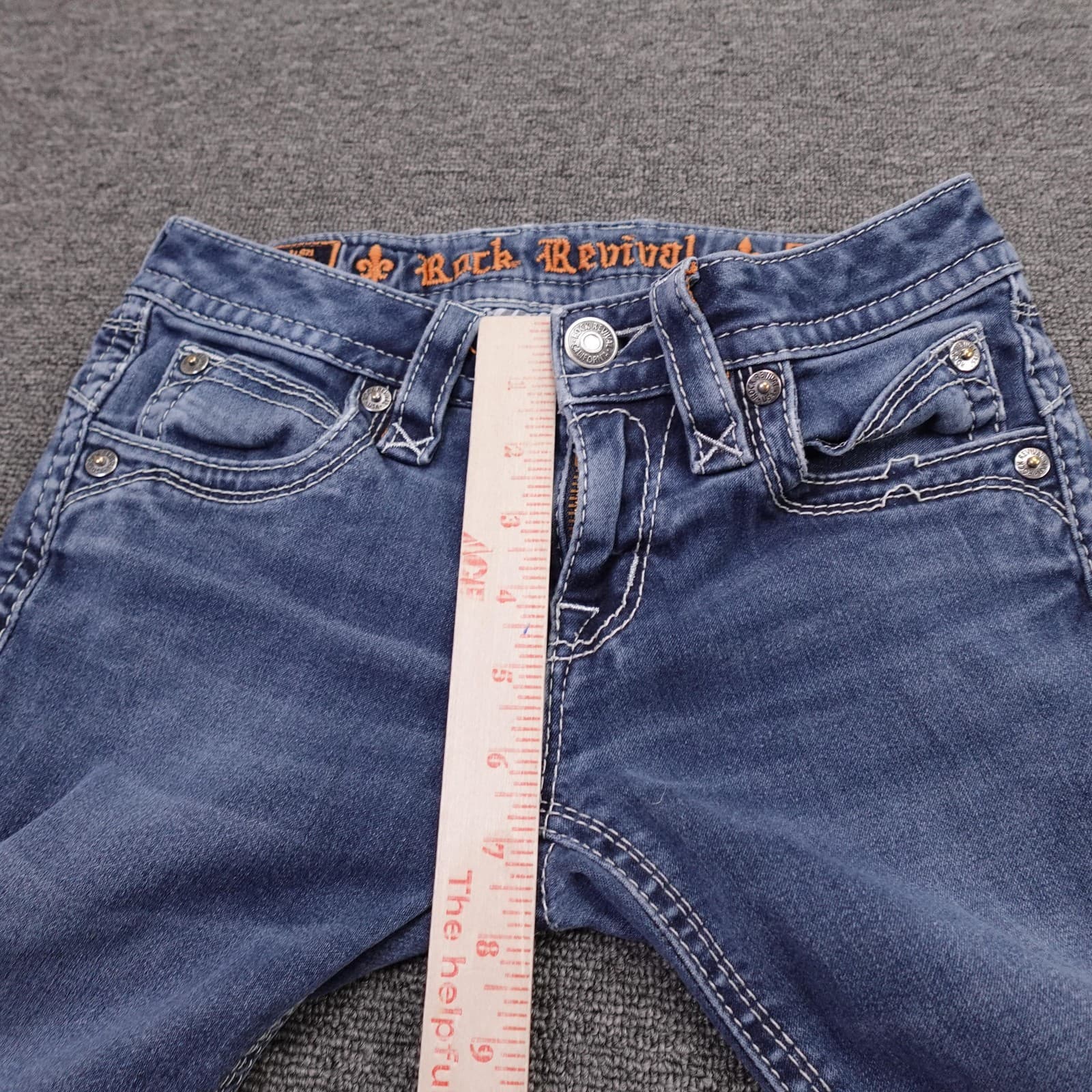 Vintage Rock Revival Jeans Womens 25 Blue Medium Wash Low Rise Skinny Y2K Denim - Thumbnail 9