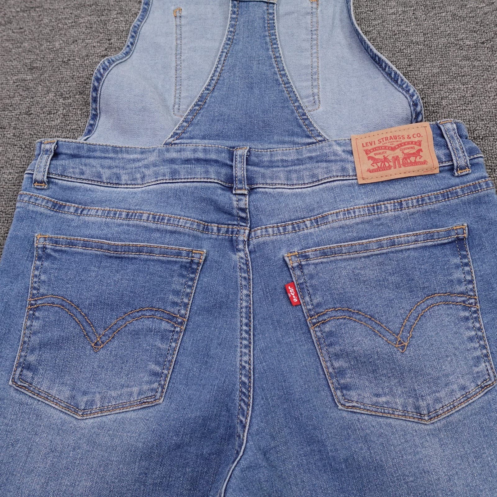 Levi's Bib Overalls Youth 14 Blue Denim Jeans Straight Leg Adjustable Straps - Thumbnail 5