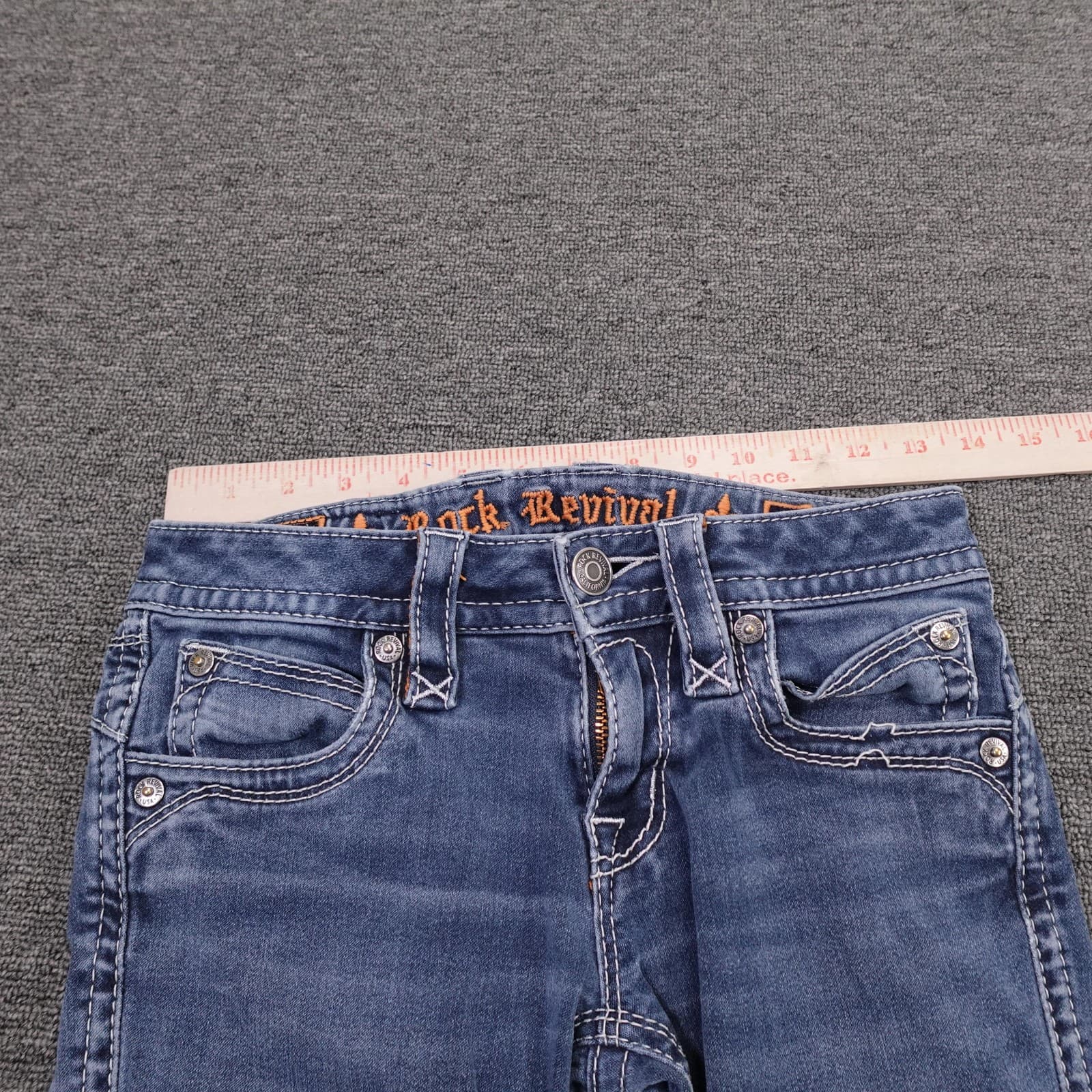 Vintage Rock Revival Jeans Womens 25 Blue Medium Wash Low Rise Skinny Y2K Denim - Thumbnail 8