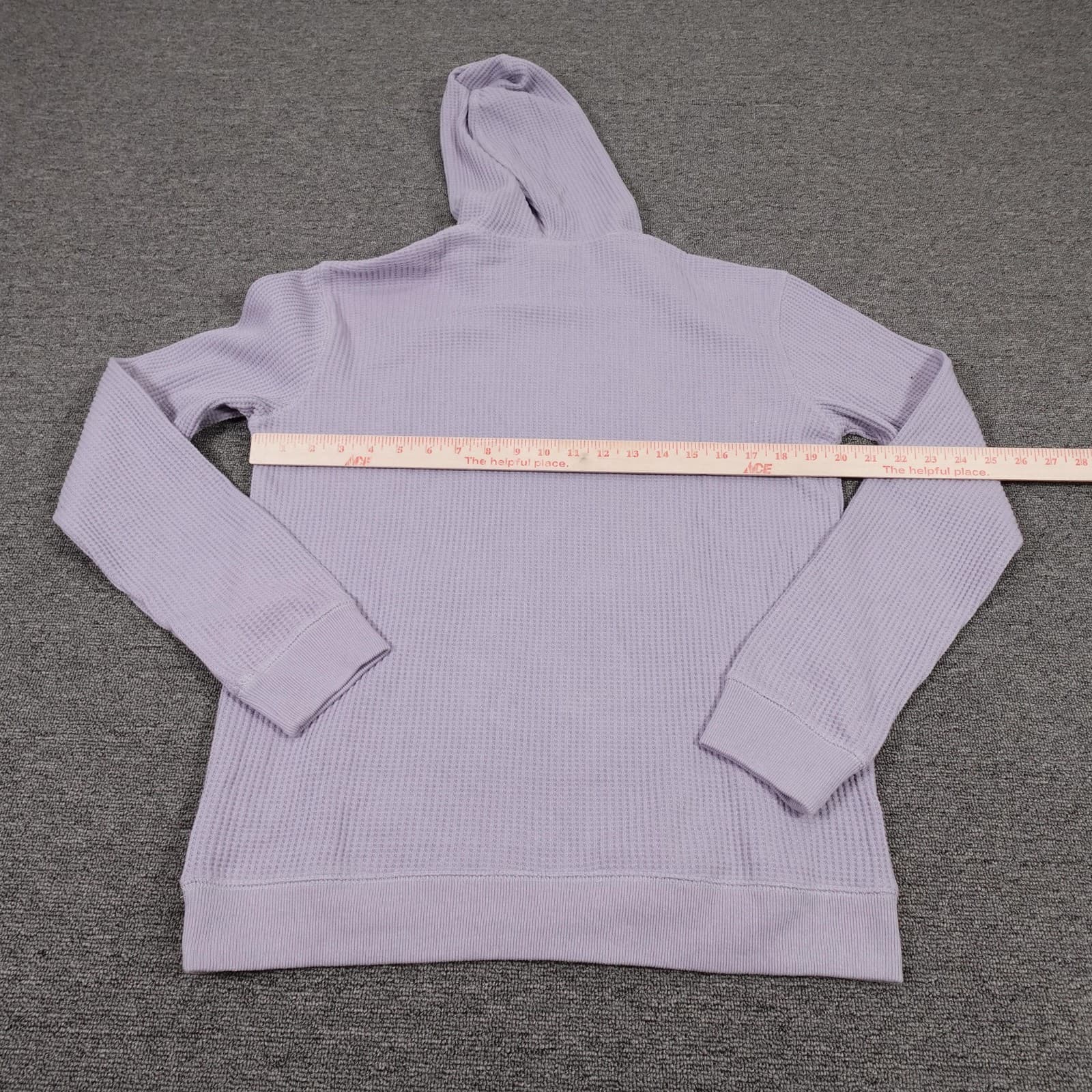 Burton Hoodie Mens Small Purple Thermal Waffle Knit Pullover Kangaroo Pocket - Thumbnail 4