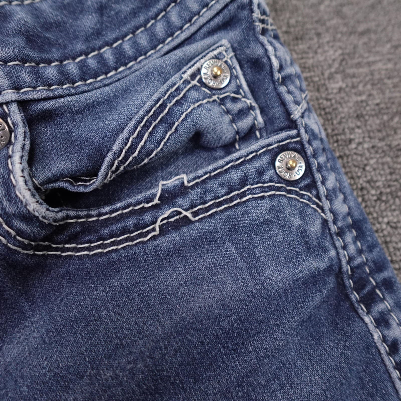 Vintage Rock Revival Jeans Womens 25 Blue Medium Wash Low Rise Skinny Y2K Denim - Thumbnail 3