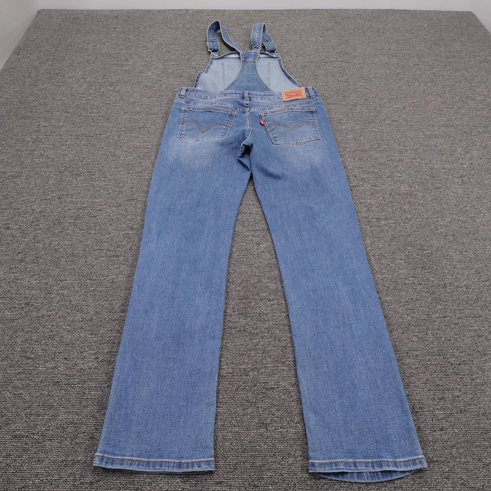 Levi's Bib Overalls Youth 14 Blue Denim Jeans Straight Leg Adjustable Straps - Thumbnail 4