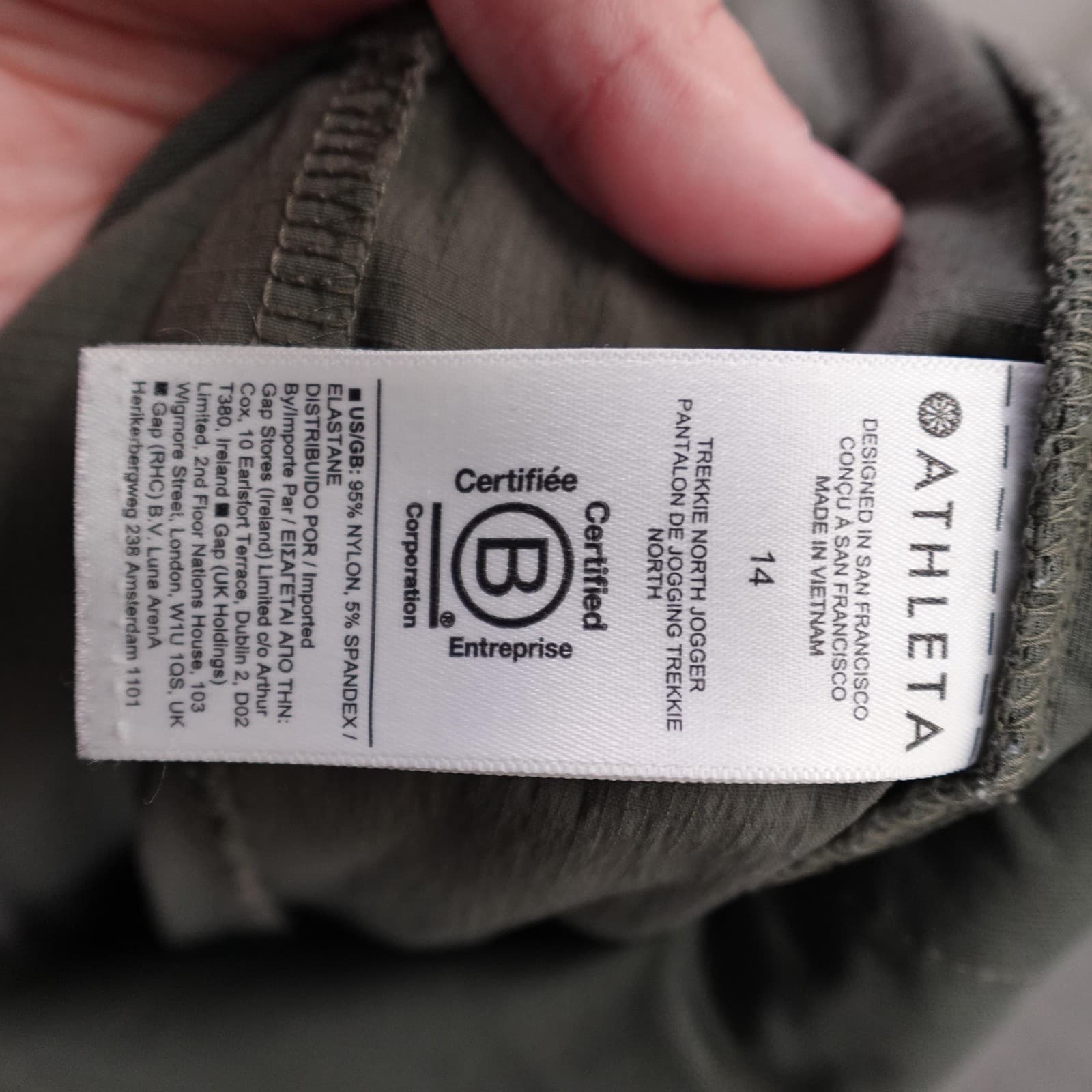Athleta Jogger Pants Womens 14 Green Trekkie North Zip Pockets Drawstring Travel - Thumbnail 4