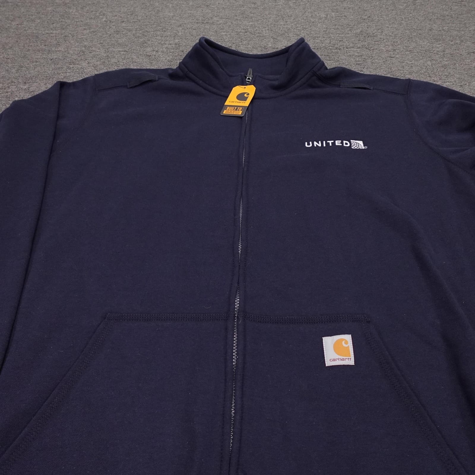 Carhartt Sweatshirt Mens 3XL Tall Blue Full Zip Fleece United Logo Workwear - Thumbnail 2