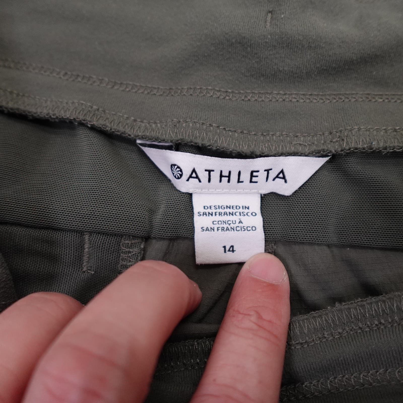 Athleta Jogger Pants Womens 14 Green Trekkie North Zip Pockets Drawstring Travel - Thumbnail 3