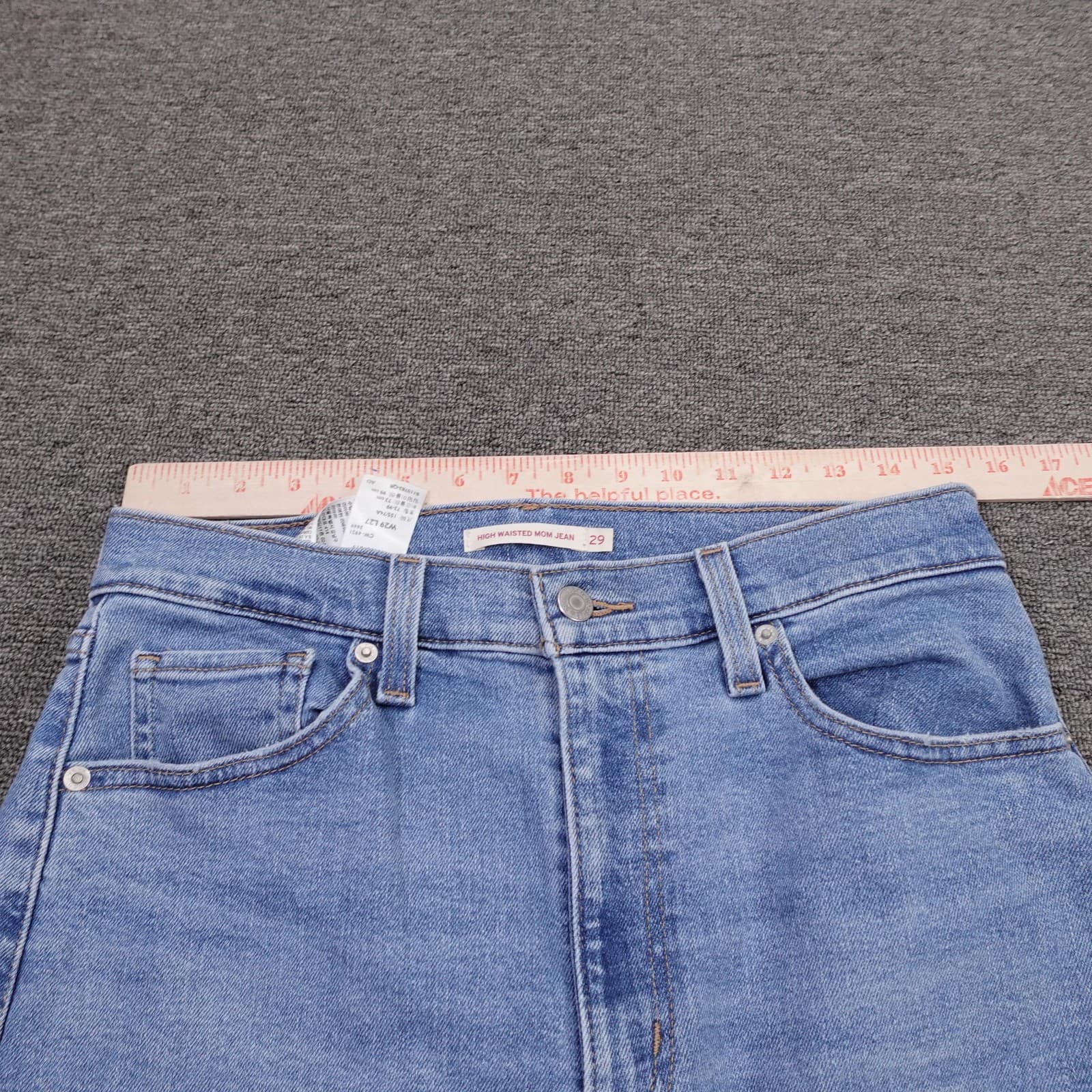 Levis High Waisted Mom Jeans Womens 29 Blue Light Wash Distressed 29x27 Denim - Thumbnail 11