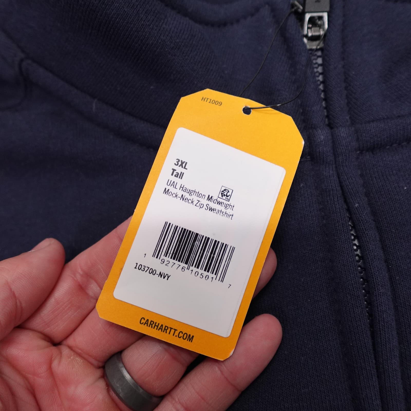 Carhartt Sweatshirt Mens 3XL Tall Blue Full Zip Fleece United Logo Workwear - Thumbnail 3