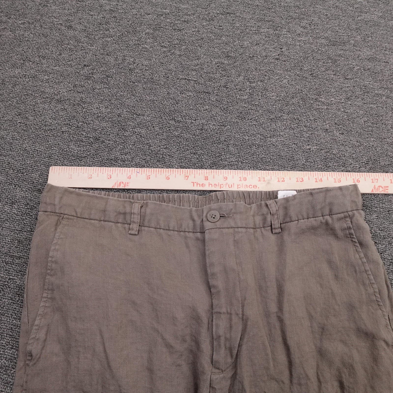 Zara Pants Mens 33x30 Brown Linen Slim Fit Chino Elastic Waist Summer Casual - Thumbnail 8