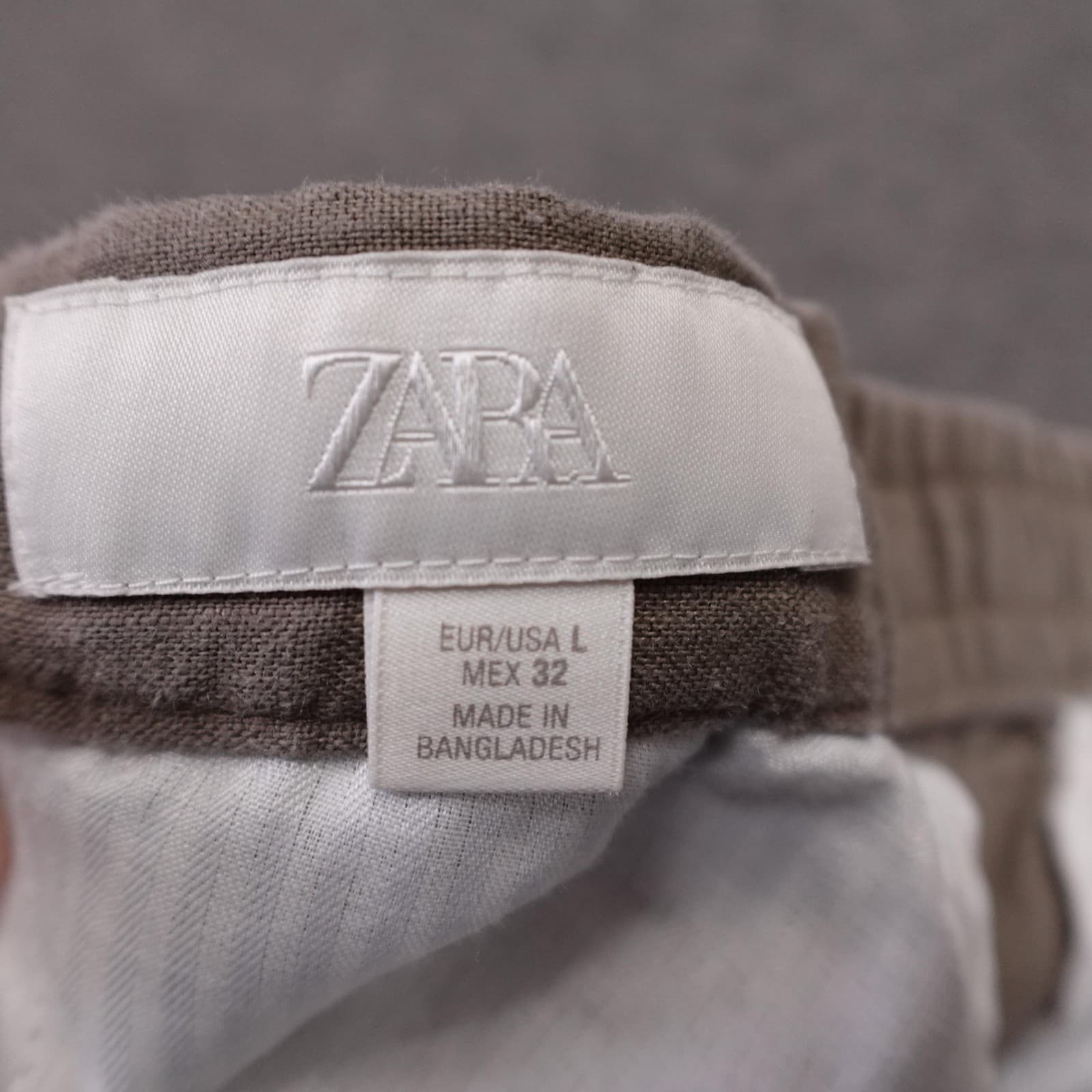 Zara Pants Mens 33x30 Brown Linen Slim Fit Chino Elastic Waist Summer Casual - Thumbnail 5