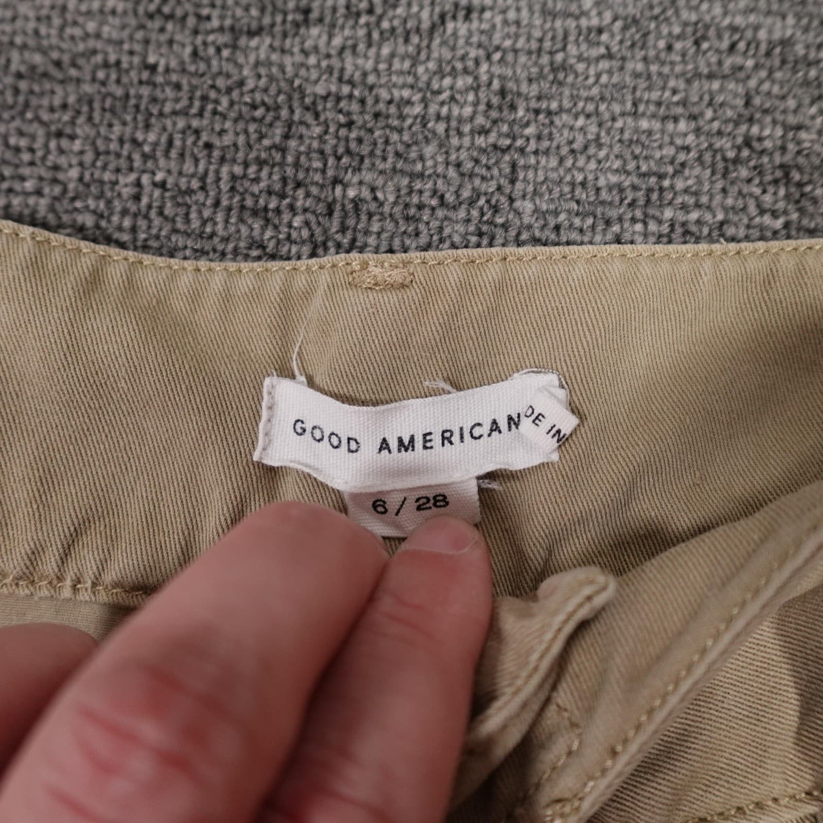 Good American Pants Womens 6 Khaki Good Skate Trouser Wide Leg Cotton Twill - Thumbnail 2
