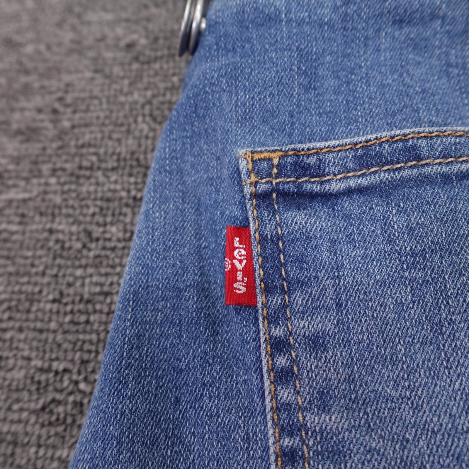 Levi's Bib Overalls Youth 14 Blue Denim Jeans Straight Leg Adjustable Straps - Thumbnail 3