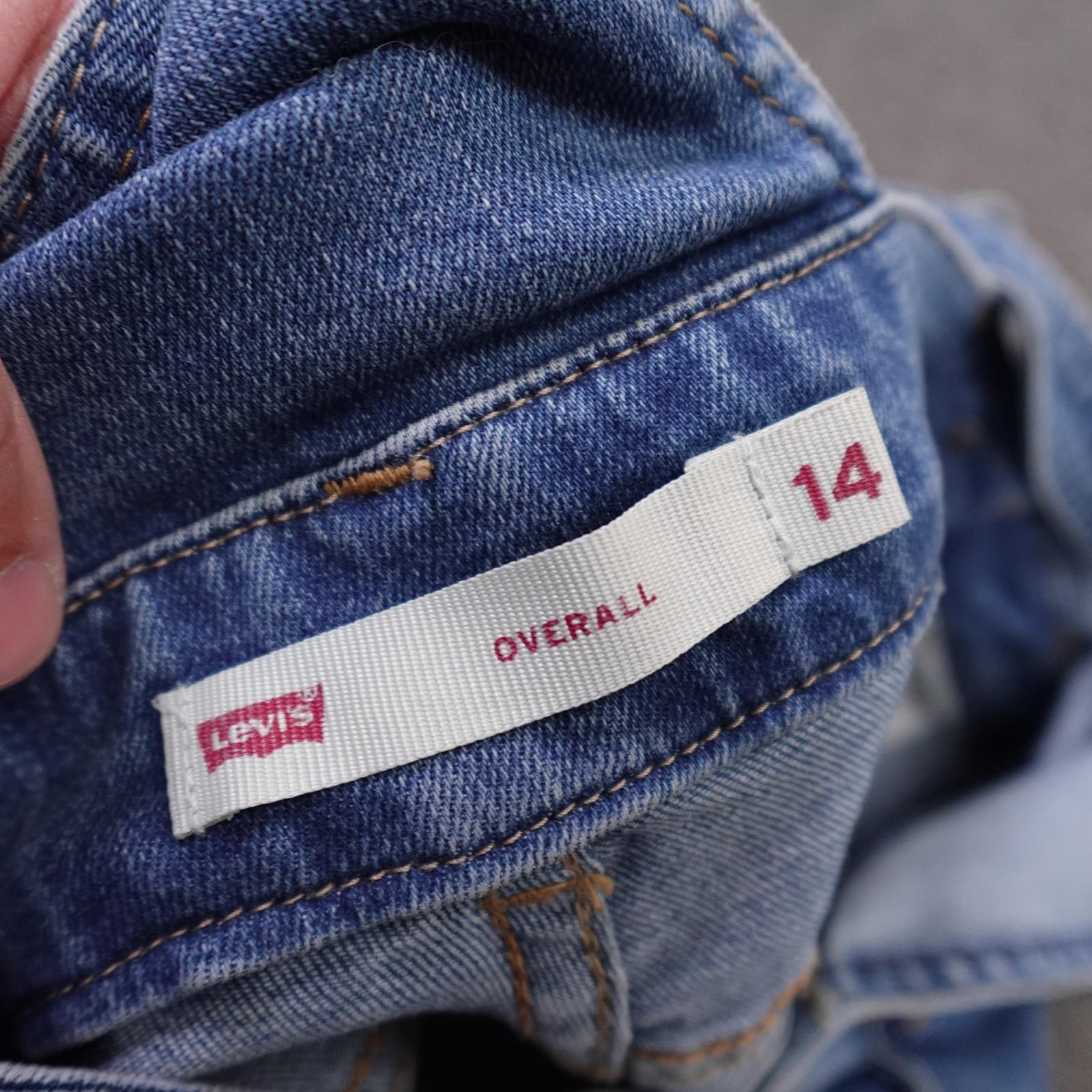 Levi's Bib Overalls Youth 14 Blue Denim Jeans Straight Leg Adjustable Straps - Thumbnail 6