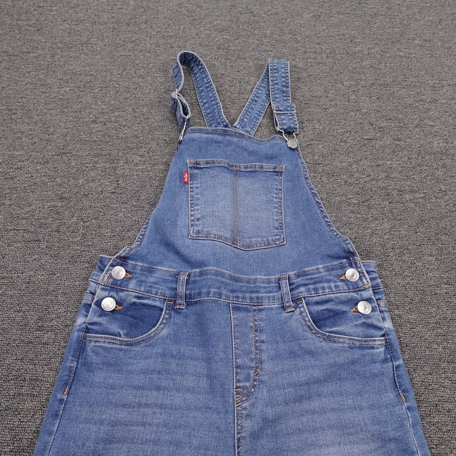 Levi's Bib Overalls Youth 14 Blue Denim Jeans Straight Leg Adjustable Straps - Thumbnail 2
