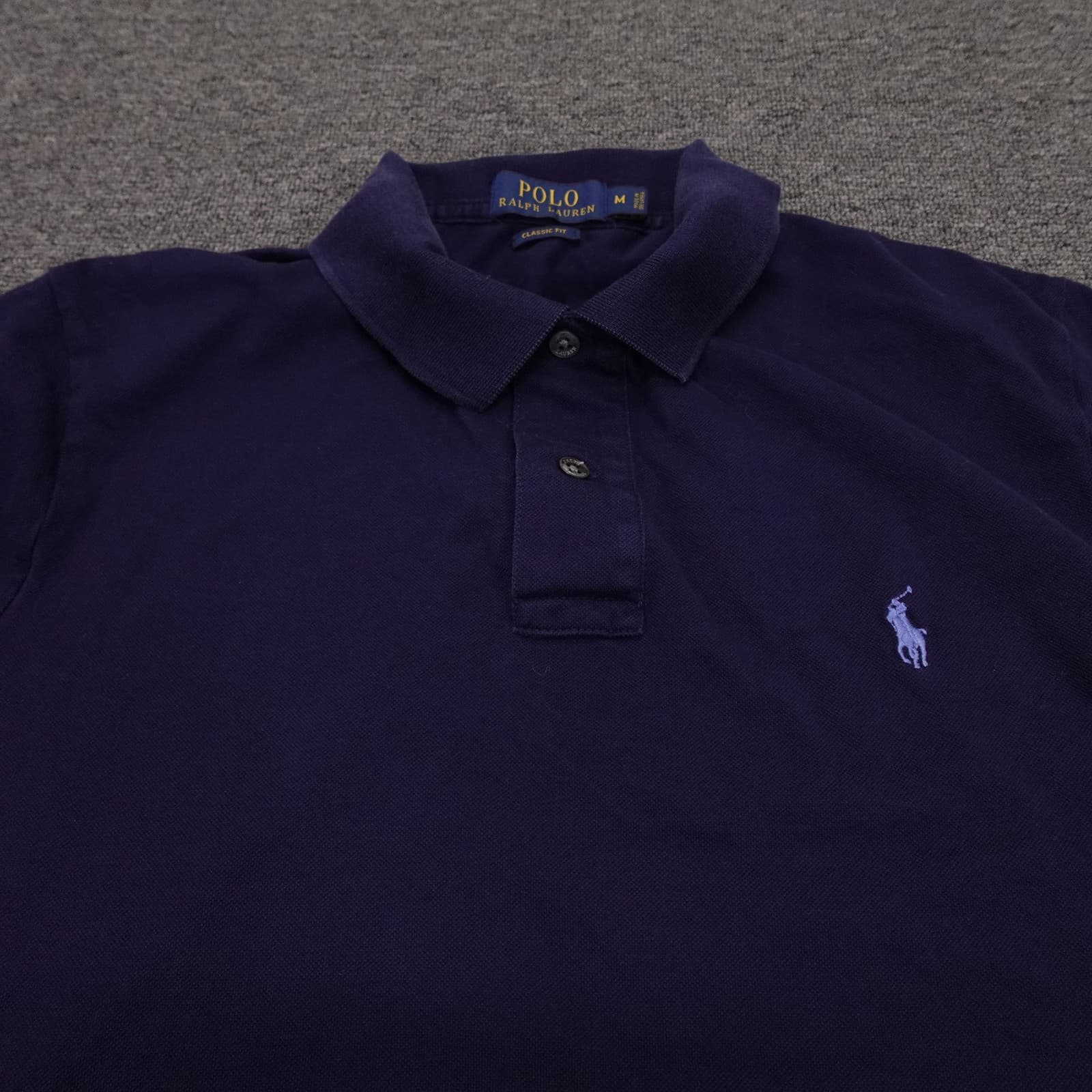 Polo Ralph Lauren Polo Shirt Mens Medium Blue Cotton Pique Classic Fit Pony - Thumbnail 2