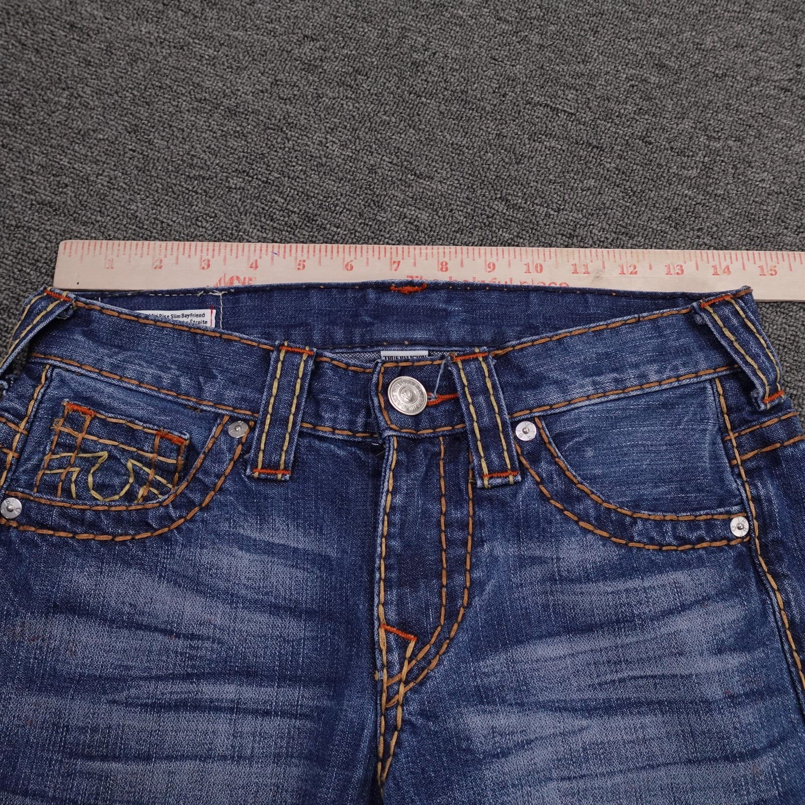 True Religion Audrey Jeans Womens 23 Blue Wash Mid Rise Slim Boyfriend Denim - Thumbnail 8
