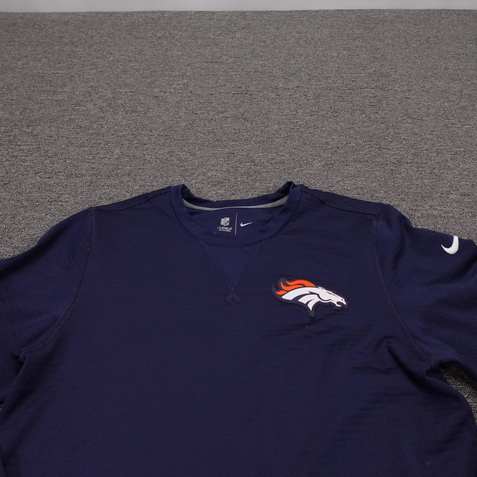 Denver Broncos Shirt Mens Medium Blue NFL Football Nike Long Sleeve On Field - Thumbnail 2