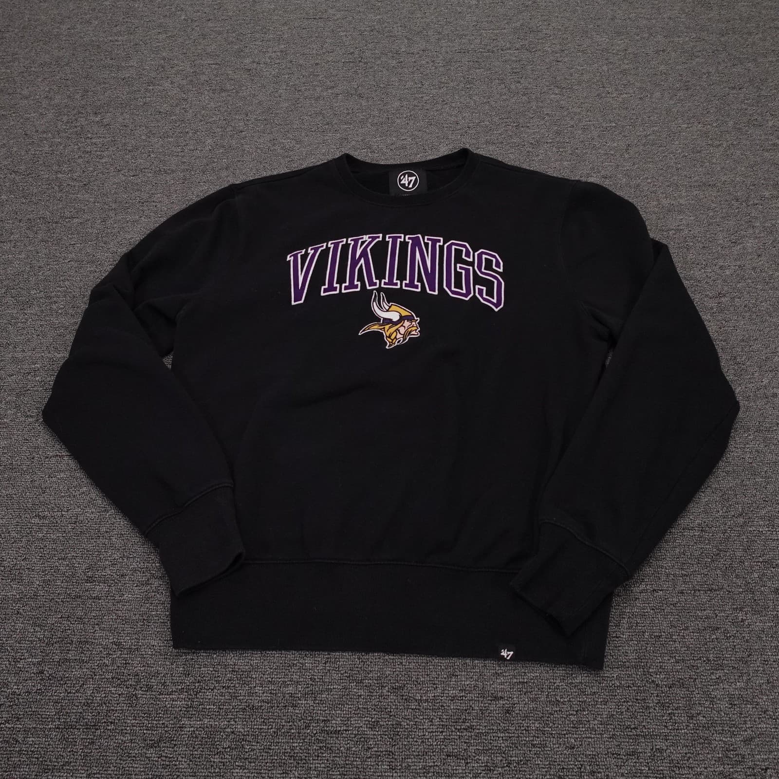 Minnesota Vikings Sweatshirt Mens Medium Black NFL Football '47 Crewneck