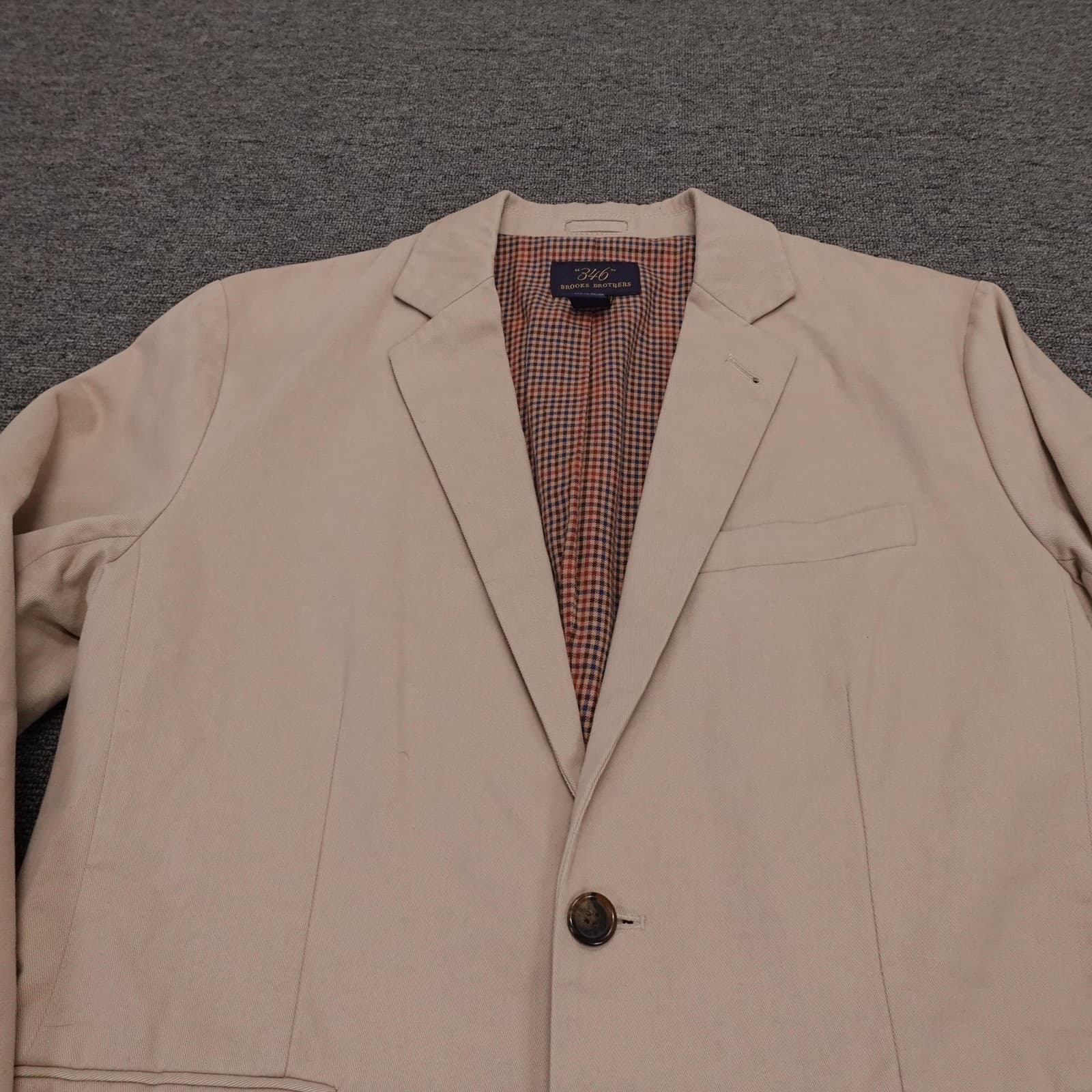 Brooks Brothers Blazer Mens Small Beige Cotton 2 Button Casual Sport Coat 346 - Thumbnail 2