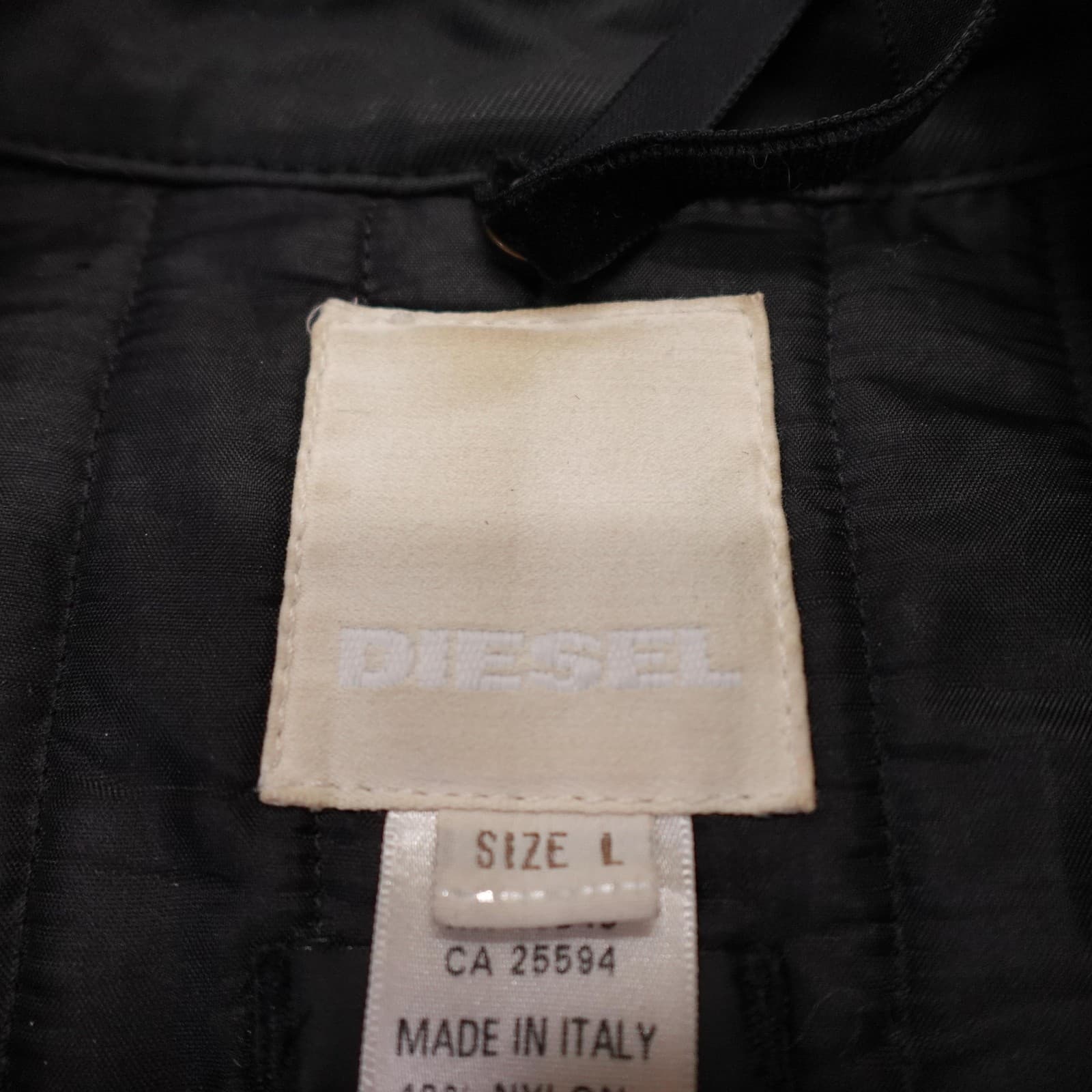 Vintage Diesel Coat Mens Large Black Nylon Overcoat Quilted Lined Made Italy Y2K - Thumbnail 5