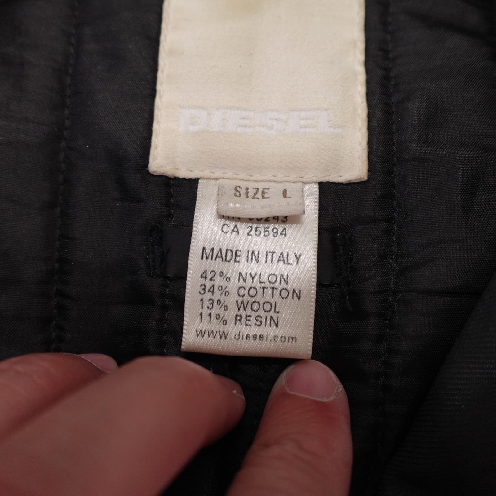 Vintage Diesel Coat Mens Large Black Nylon Overcoat Quilted Lined Made Italy Y2K - Thumbnail 6