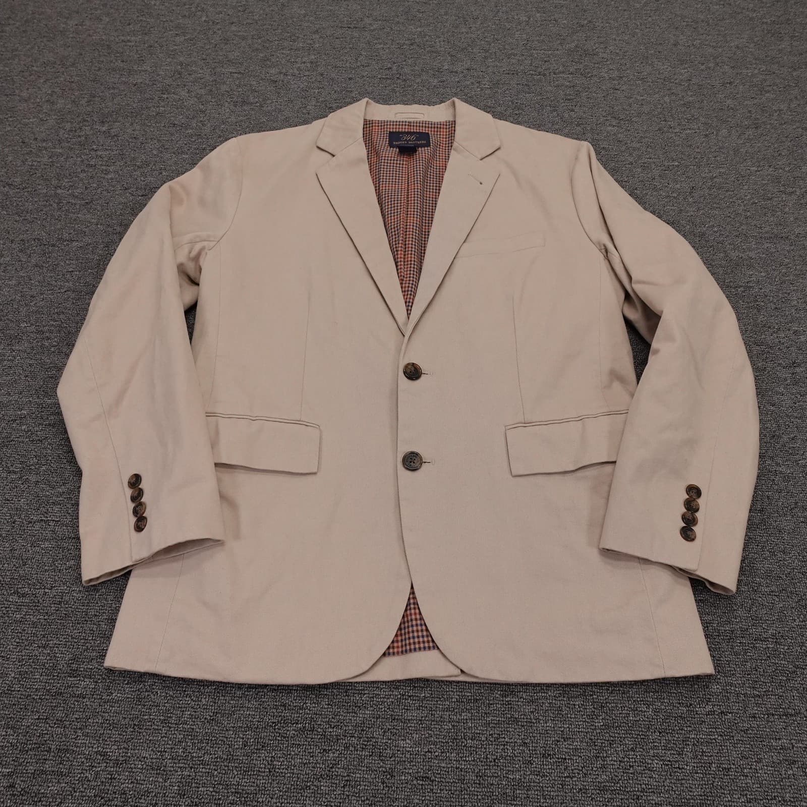 Brooks Brothers Blazer Mens Small Beige Cotton 2 Button Casual Sport Coat 346
