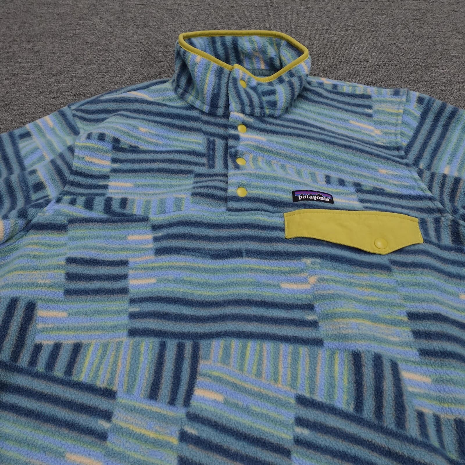 Patagonia Synchilla Pullover Mens Large Blue Fleece Snap-T Long Sleeve Mock Neck - Thumbnail 2