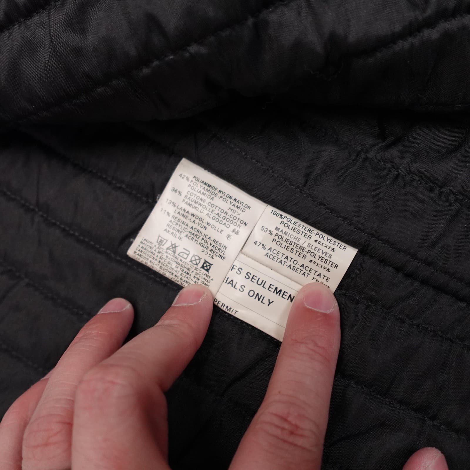 Vintage Diesel Coat Mens Large Black Nylon Overcoat Quilted Lined Made Italy Y2K - Thumbnail 11