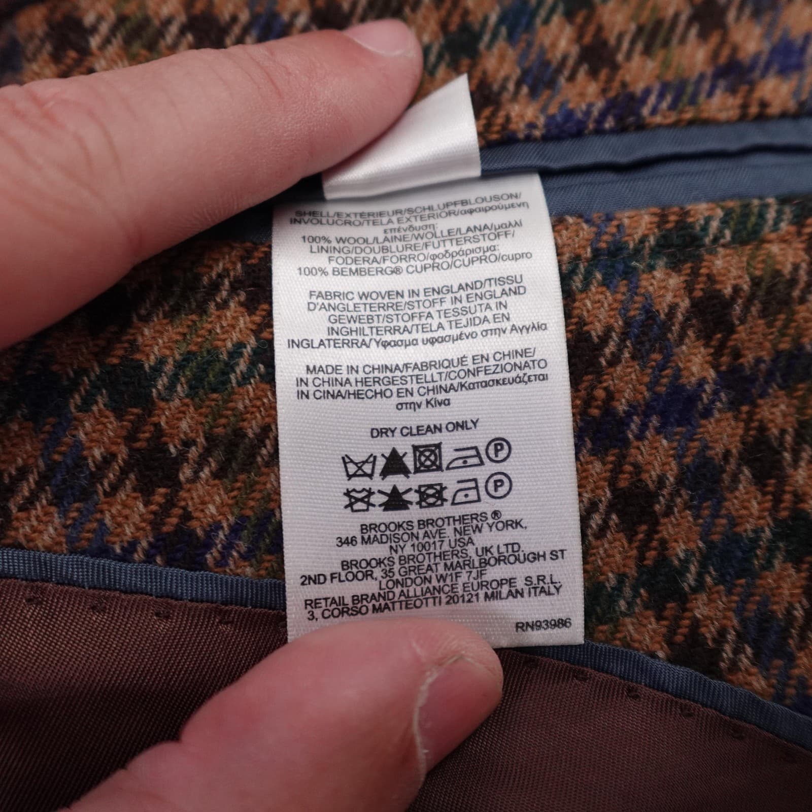 Brooks Brothers 1818 Madison Blazer Mens 45R XL Brown Plaid Wool Elbow Patches - Thumbnail 3