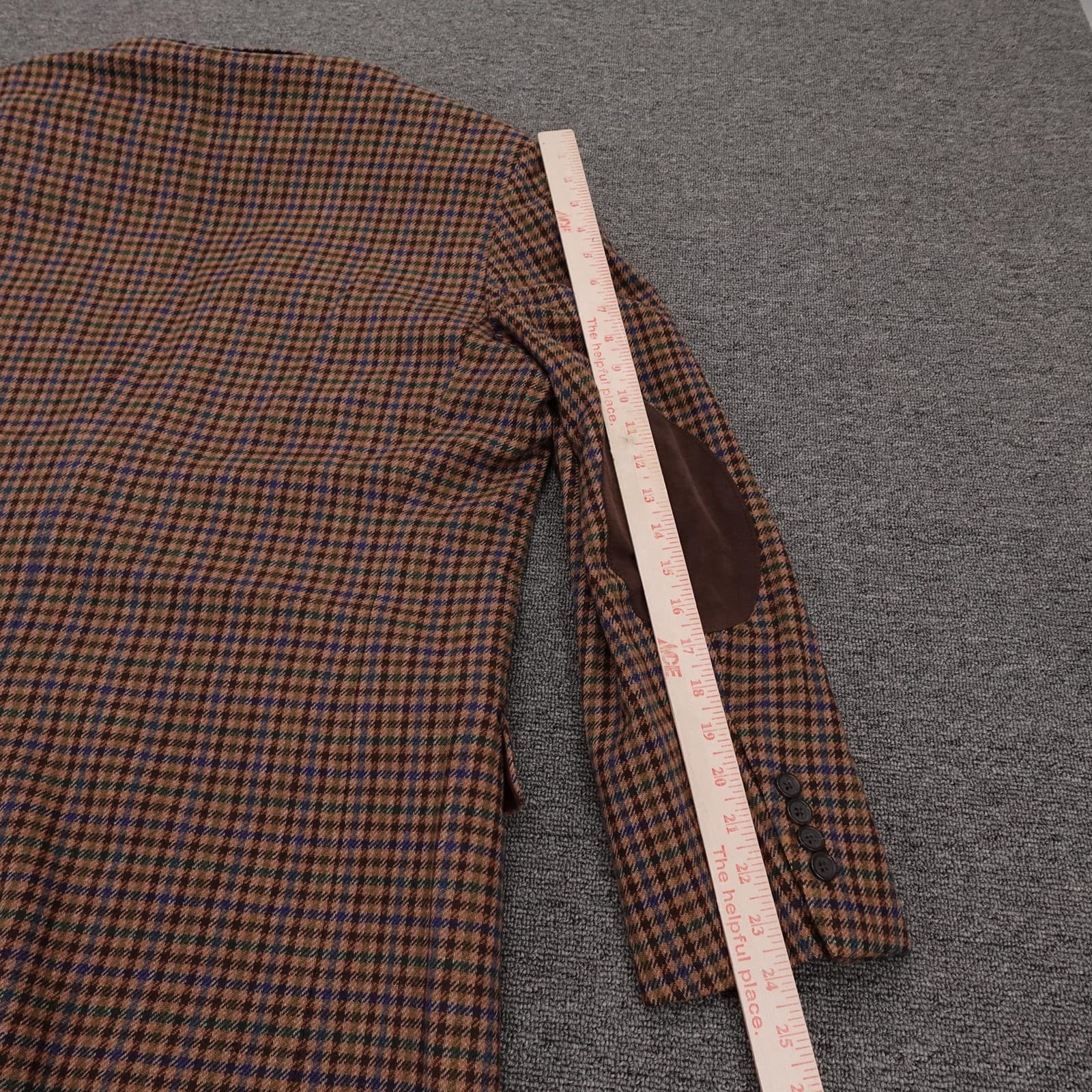 Brooks Brothers 1818 Madison Blazer Mens 45R XL Brown Plaid Wool Elbow Patches - Thumbnail 8