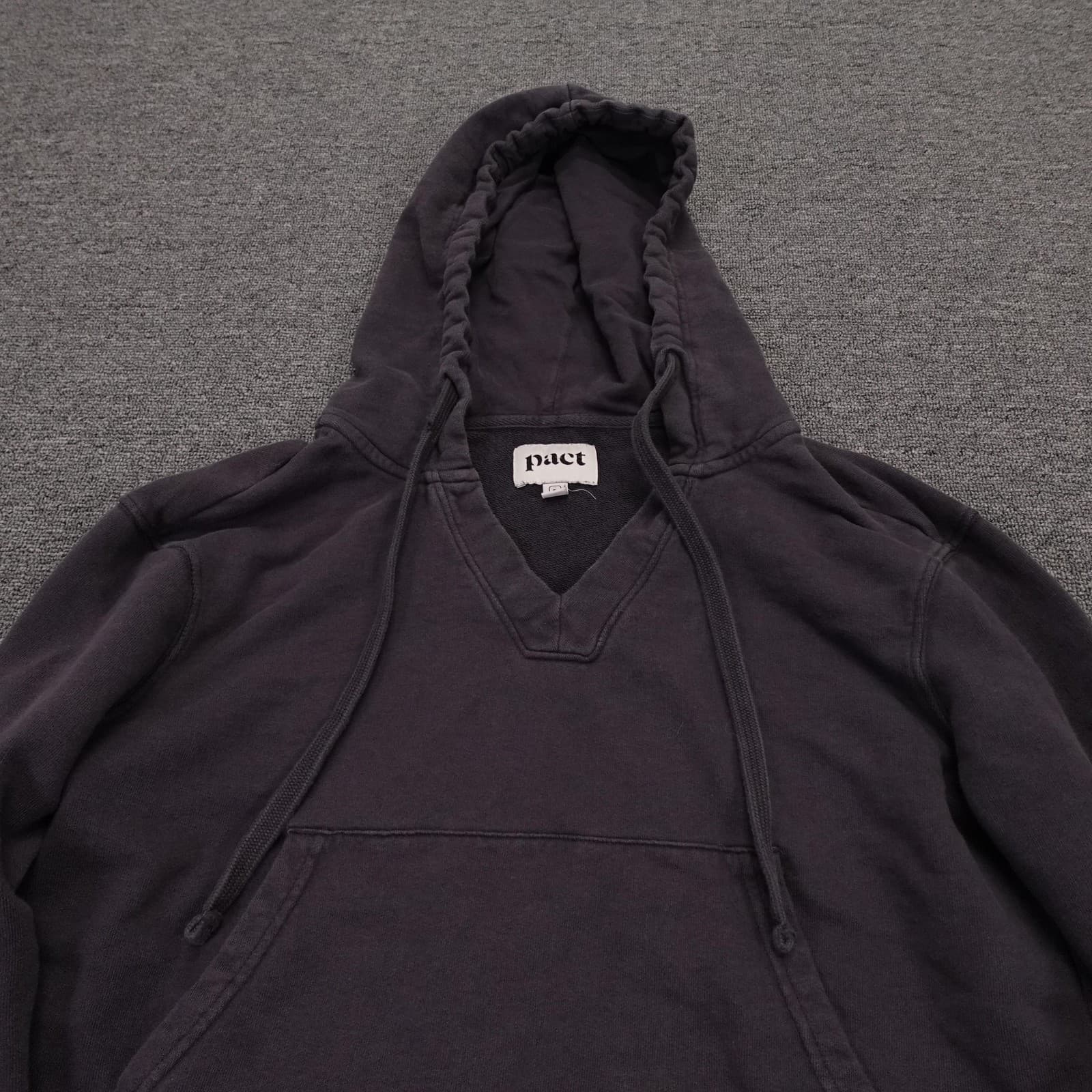 Pact Hoodie Womens Small Gray Organic Cotton V-Neck Pullover Kangaroo Pocket - Thumbnail 2