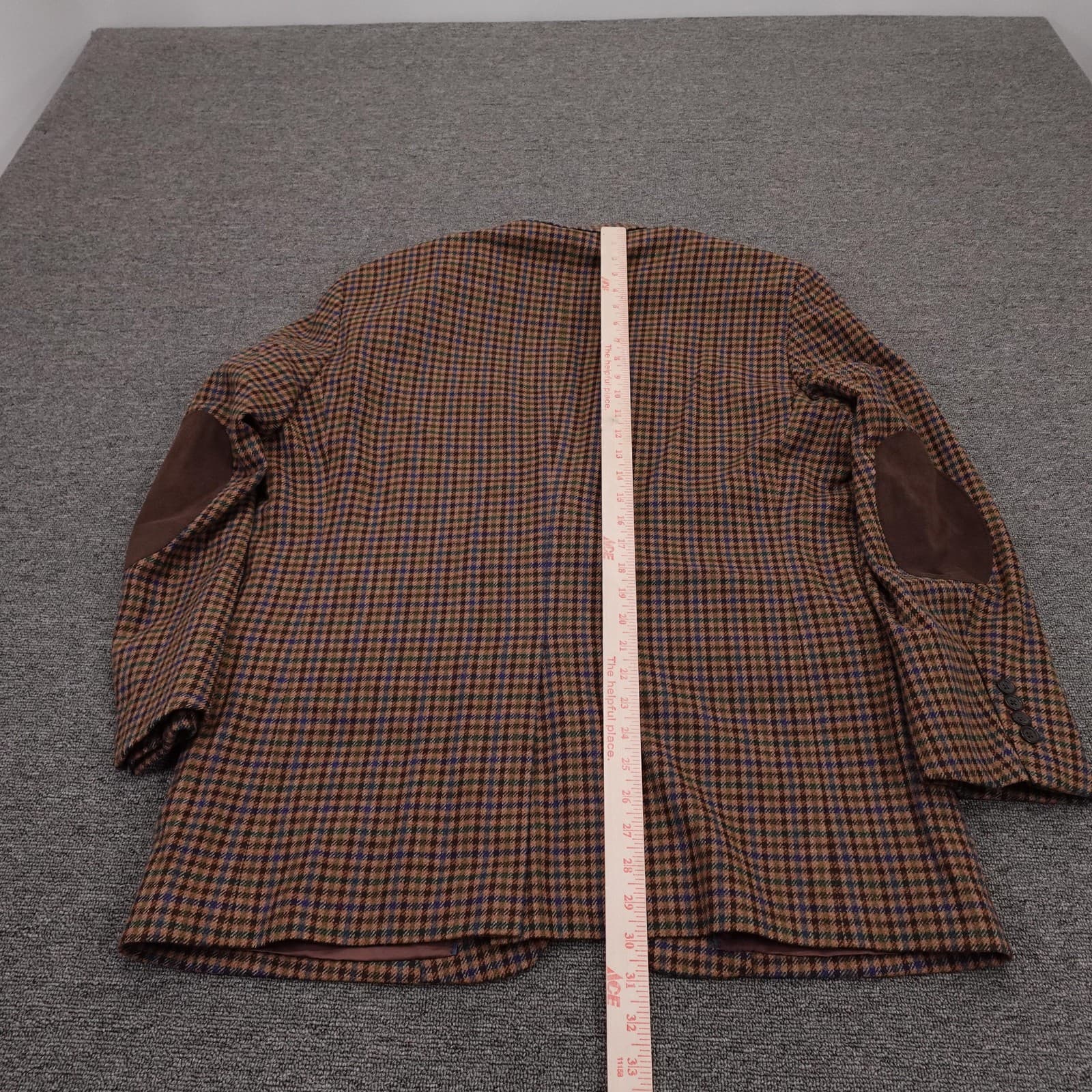 Brooks Brothers 1818 Madison Blazer Mens 45R XL Brown Plaid Wool Elbow Patches - Thumbnail 9
