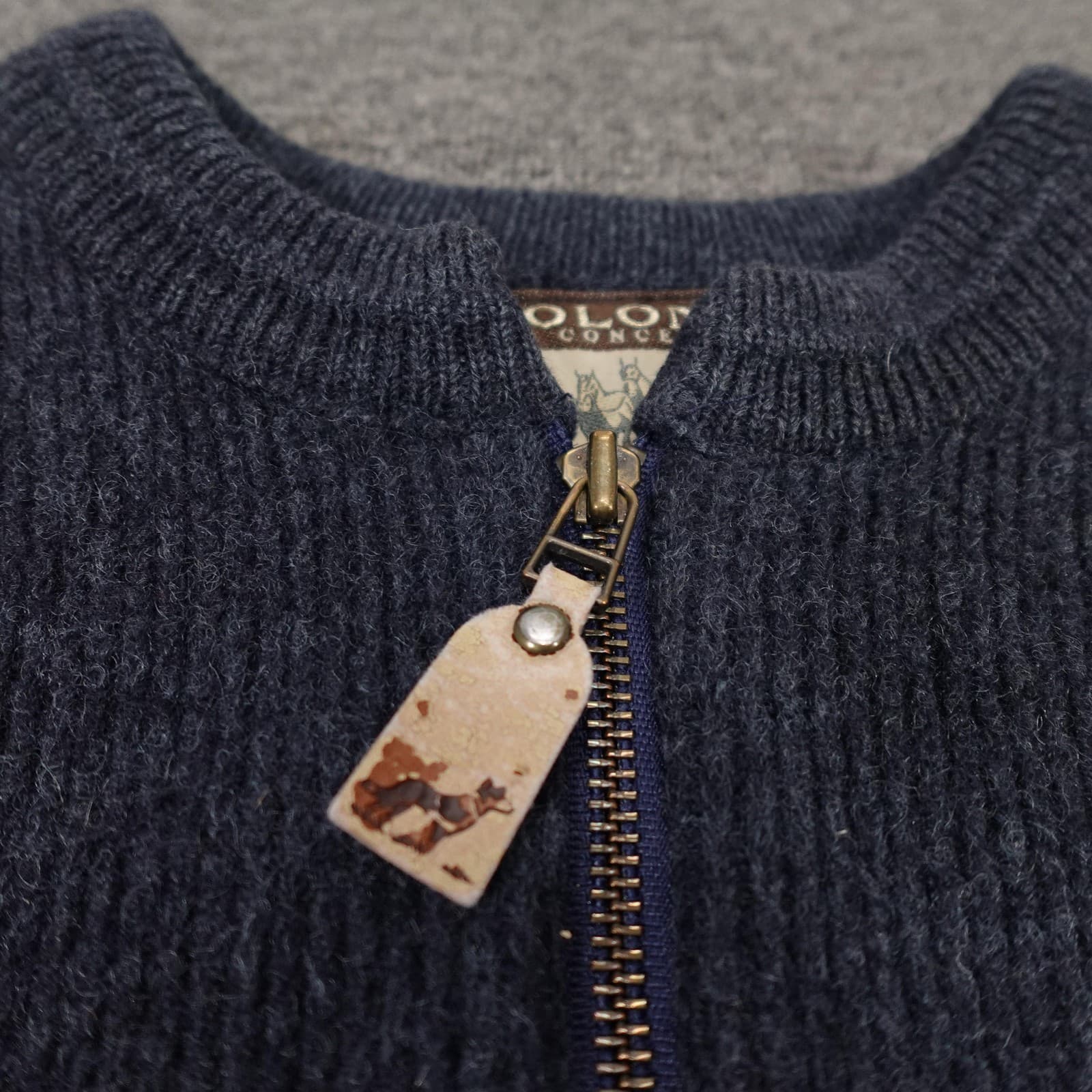 Colonial Concepts Vest Mens XL Blue Knit Full Zip Sweater New Zealand Heritage - Thumbnail 3