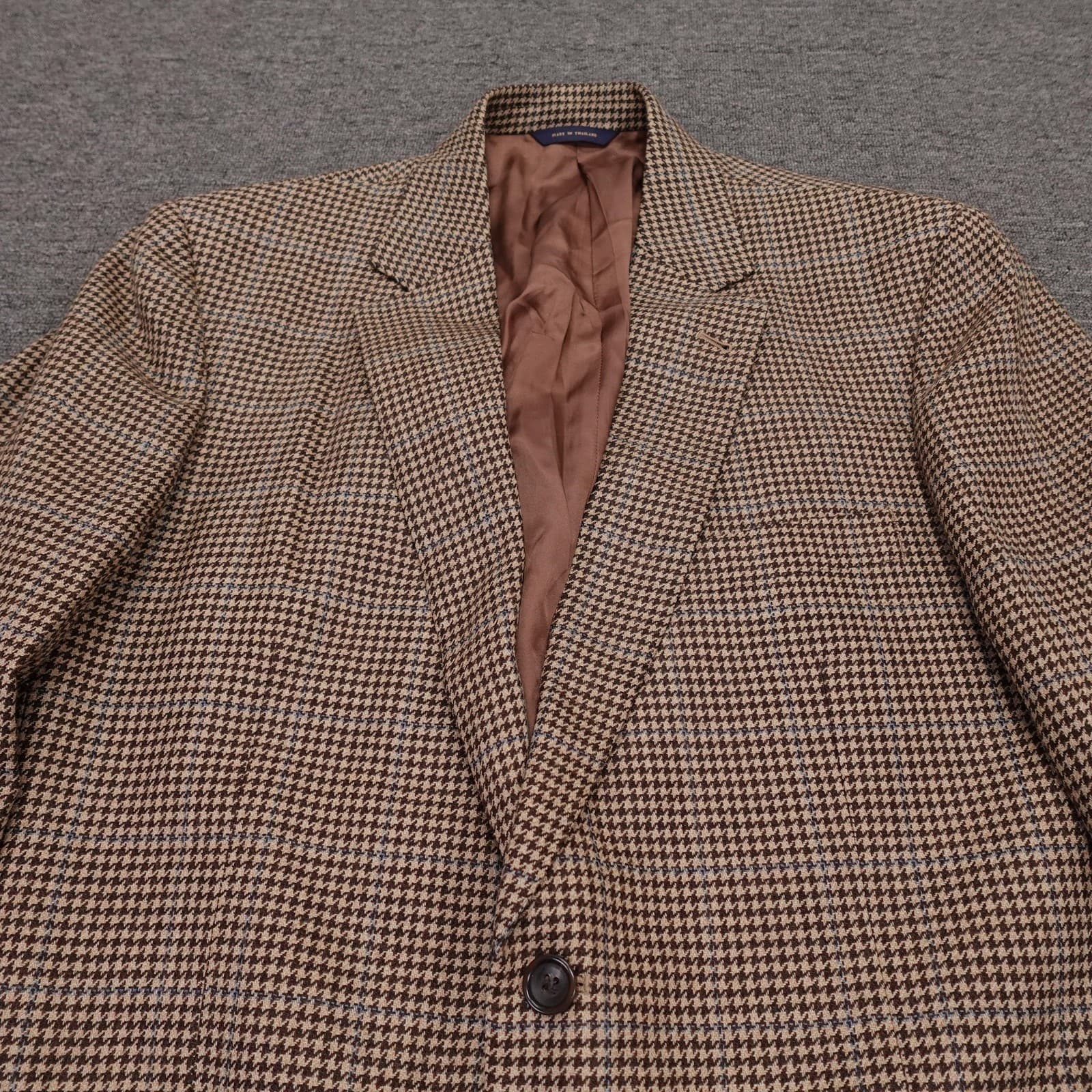 Brooks Brothers 1818 Madison Blazer Mens 44R Brown Houndstooth Wool Cashmere - Thumbnail 2