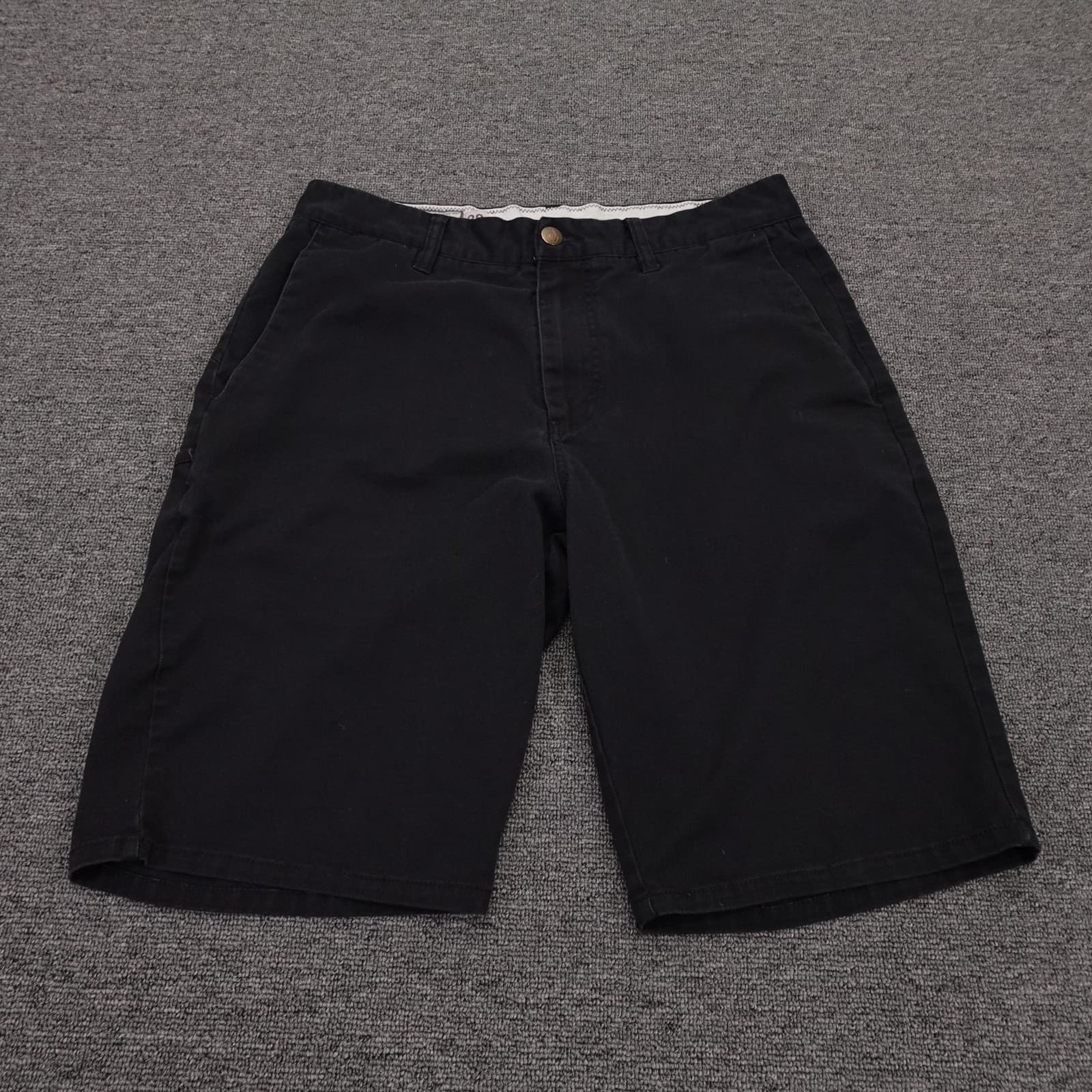 Volcom Shorts Mens 30 Black Chino Stretch 12 Inseam Casual Skate Summer