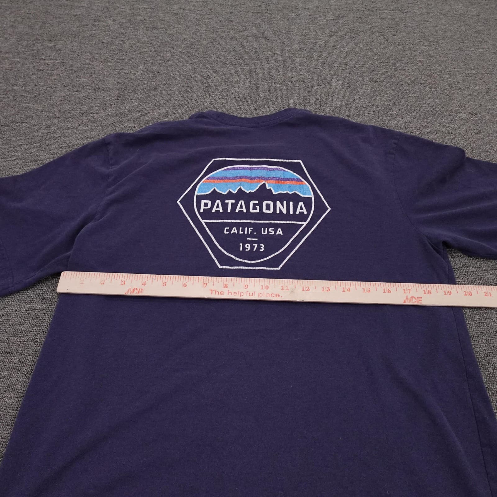 Patagonia Shirt Mens Medium Blue Calif USA 1973 Back Logo Graphic Tee Tagless - Thumbnail 6